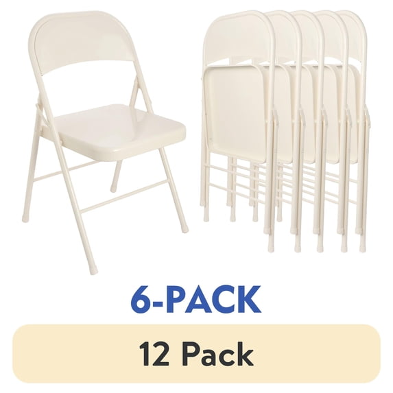 (72 pack) Mainstays Metal Folding Chair, Cream (Set of 6)