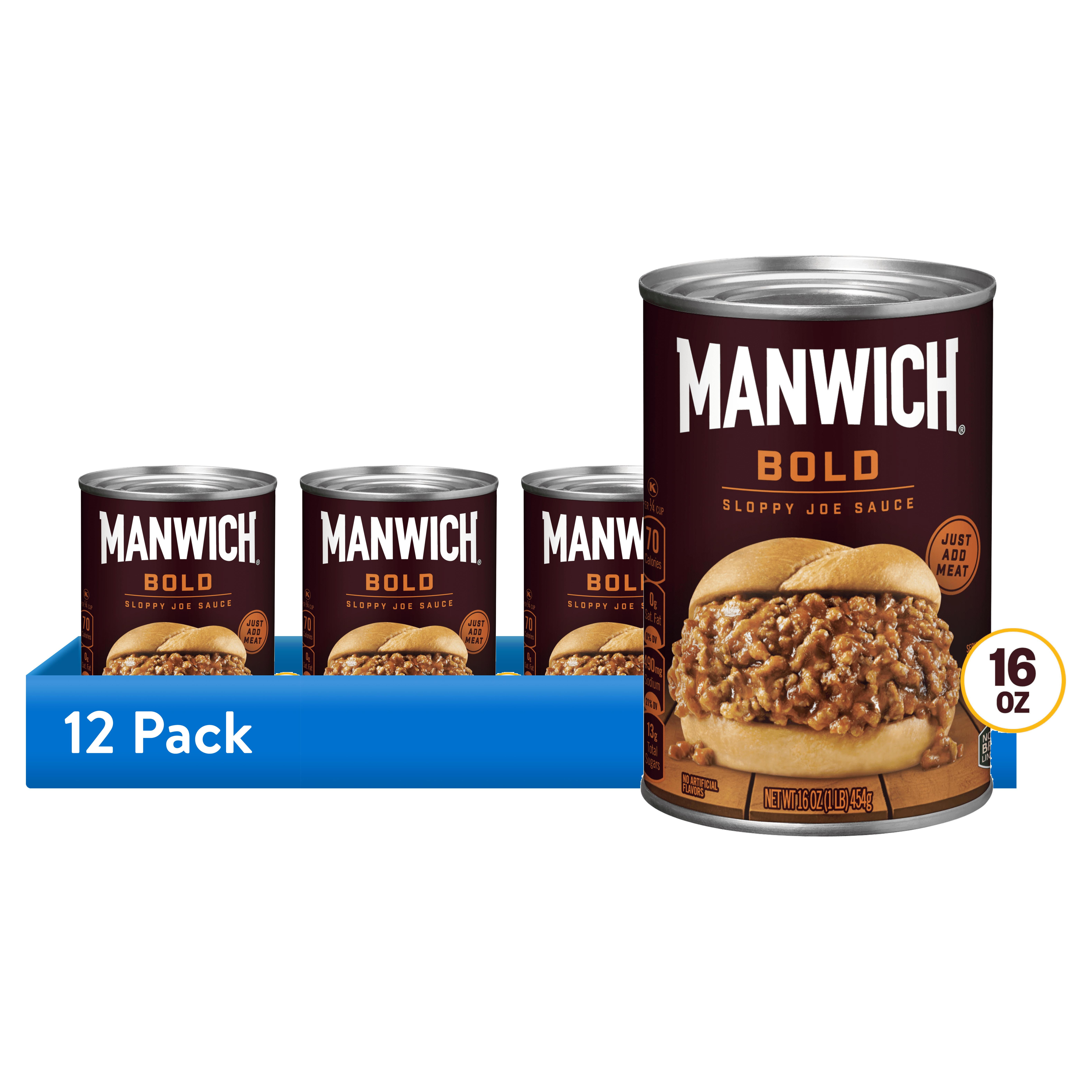 (12 pack) Manwich Sloppy Joe Sauce, Bold Flavor, Canned Sauce, 16 oz.