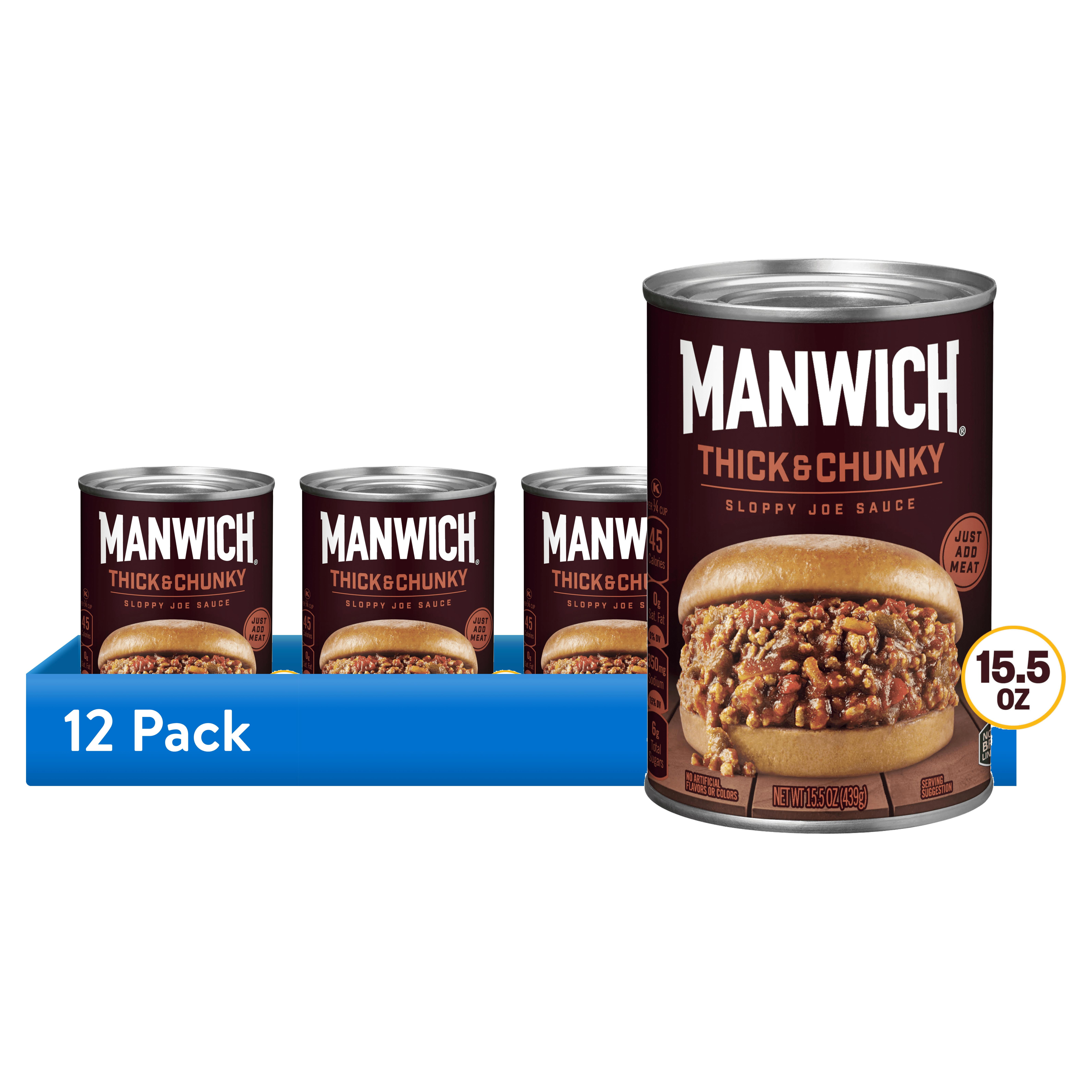 (12 pack) Manwich Thick & Chunky Sloppy Joe Sauce, 15.5 oz Can