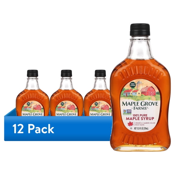(12 pack) Maple Grove Farms Pure Maple Syrup, Kosher, 12.5 fl oz, Allergen-Free