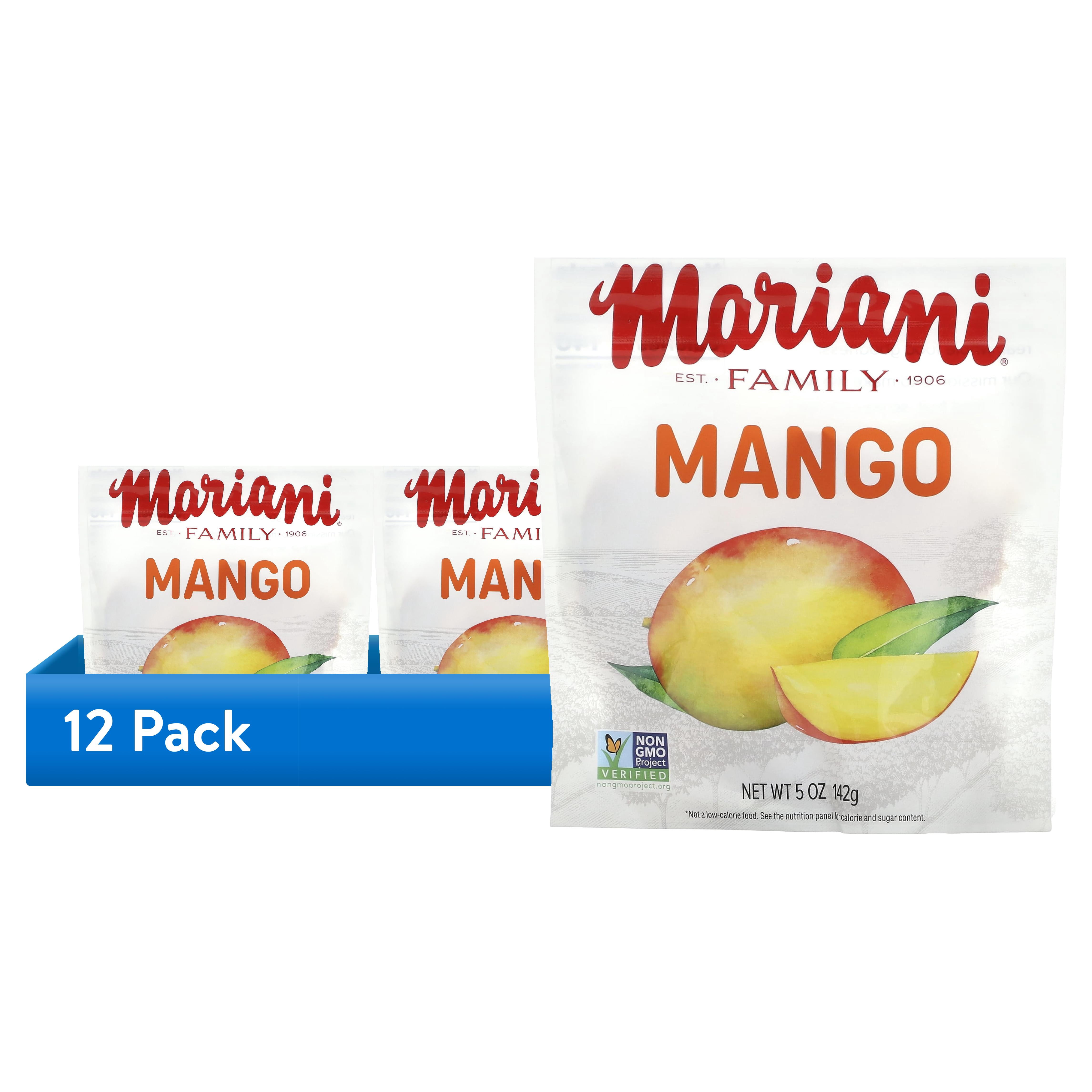 (12 pack) Mariani, Dried Fruit, Mango, 5 oz (142 g), Plastic Bag, New