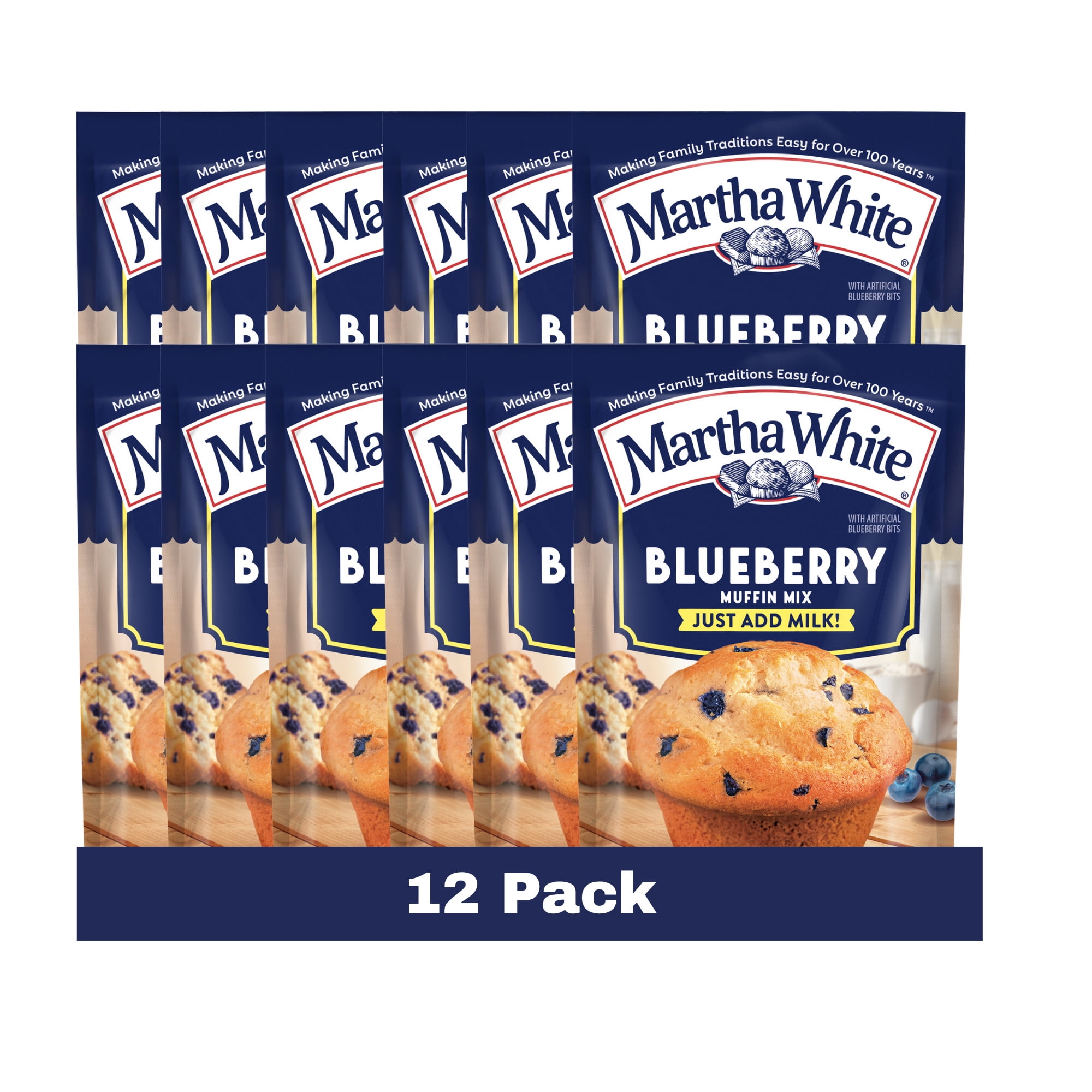 (12 pack) Martha White Blueberry Muffin Mix, 7 oz Bag