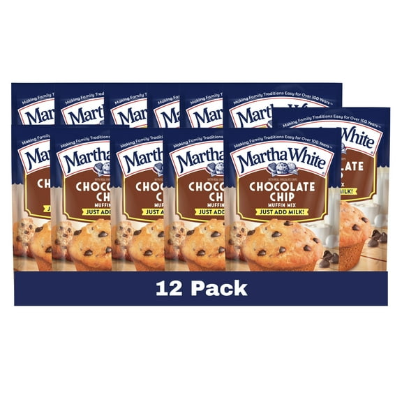 (12 pack) Martha White Chocolate Chip Muffin Mix, 7.4 oz Bag