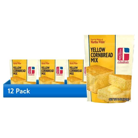 (12 pack) Martha White Gladiola Yellow Cornbread Mix, 6 oz Pouch