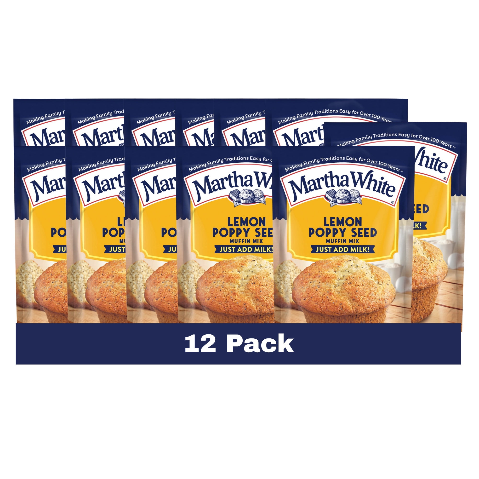 (12 pack) Martha White Lemon Poppy Seed Muffin Mix, 7.6 oz Bag