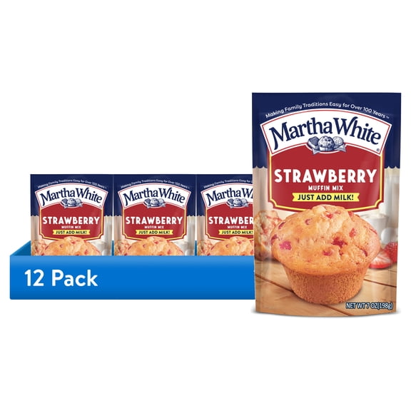 (12 pack) Martha White Strawberry Muffin Mix, 7 oz Bag