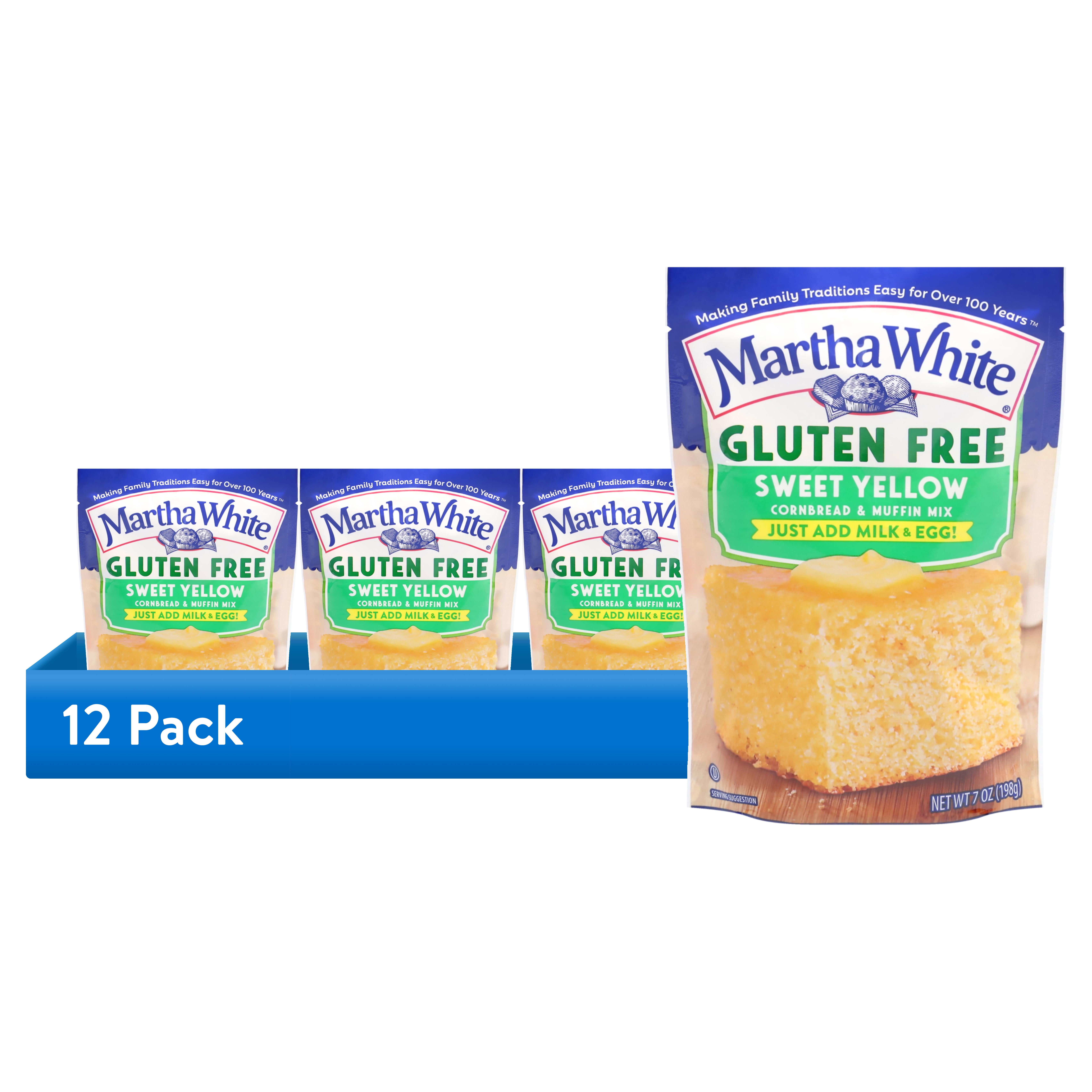 (12 pack) Martha White Sweet Yellow Gluten Free Cornbread Mix, 7 oz Pouch