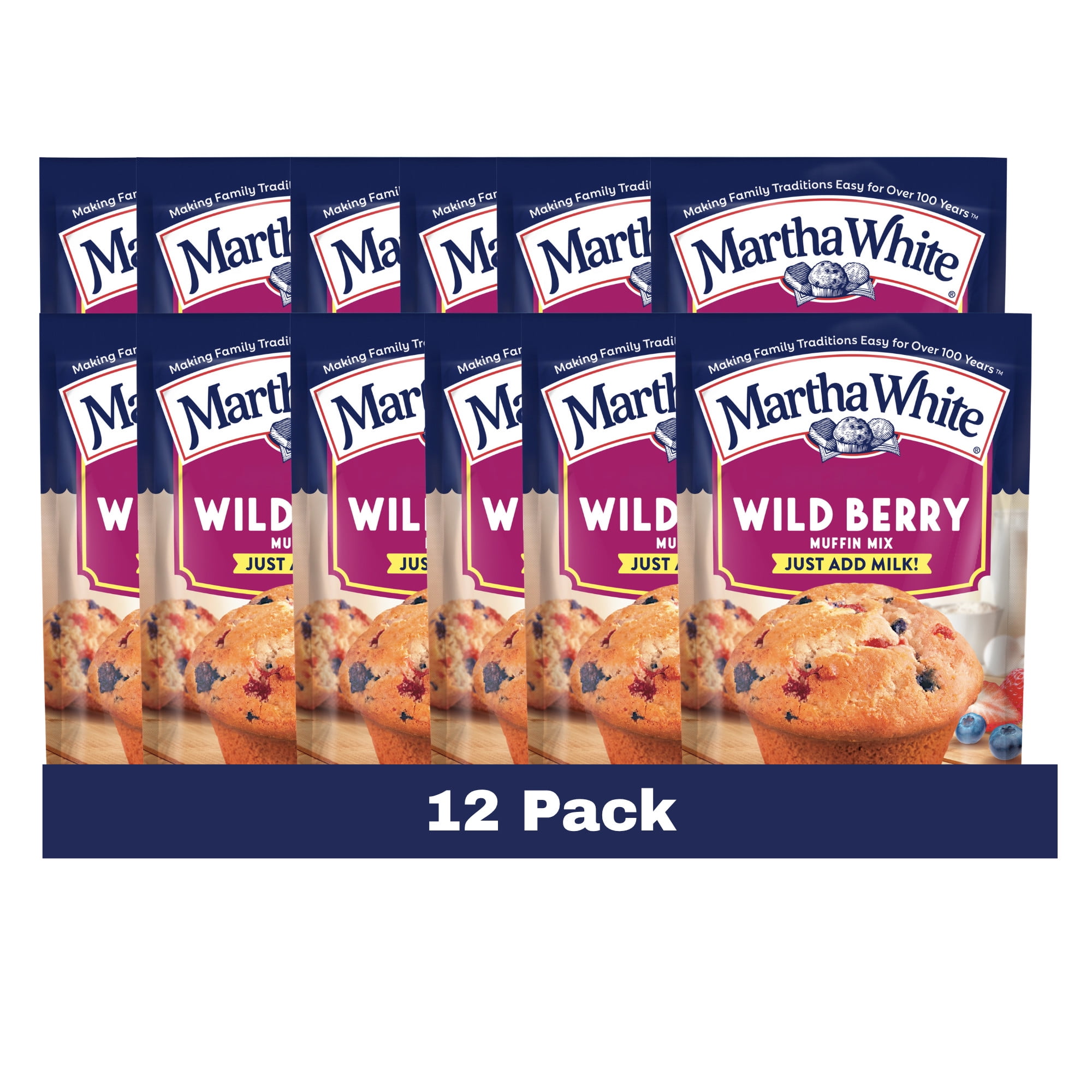 (12 pack) Martha White Wildberry Muffin Mix, 7 oz Bag