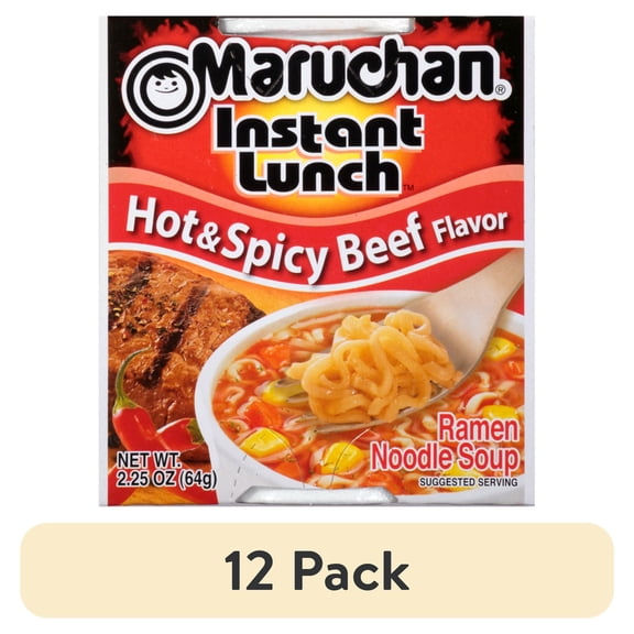 (3 Pack) Maruchan Instant Lunch Hot & Spicy Beef Flavor Instant Lunch, 2.25 oz