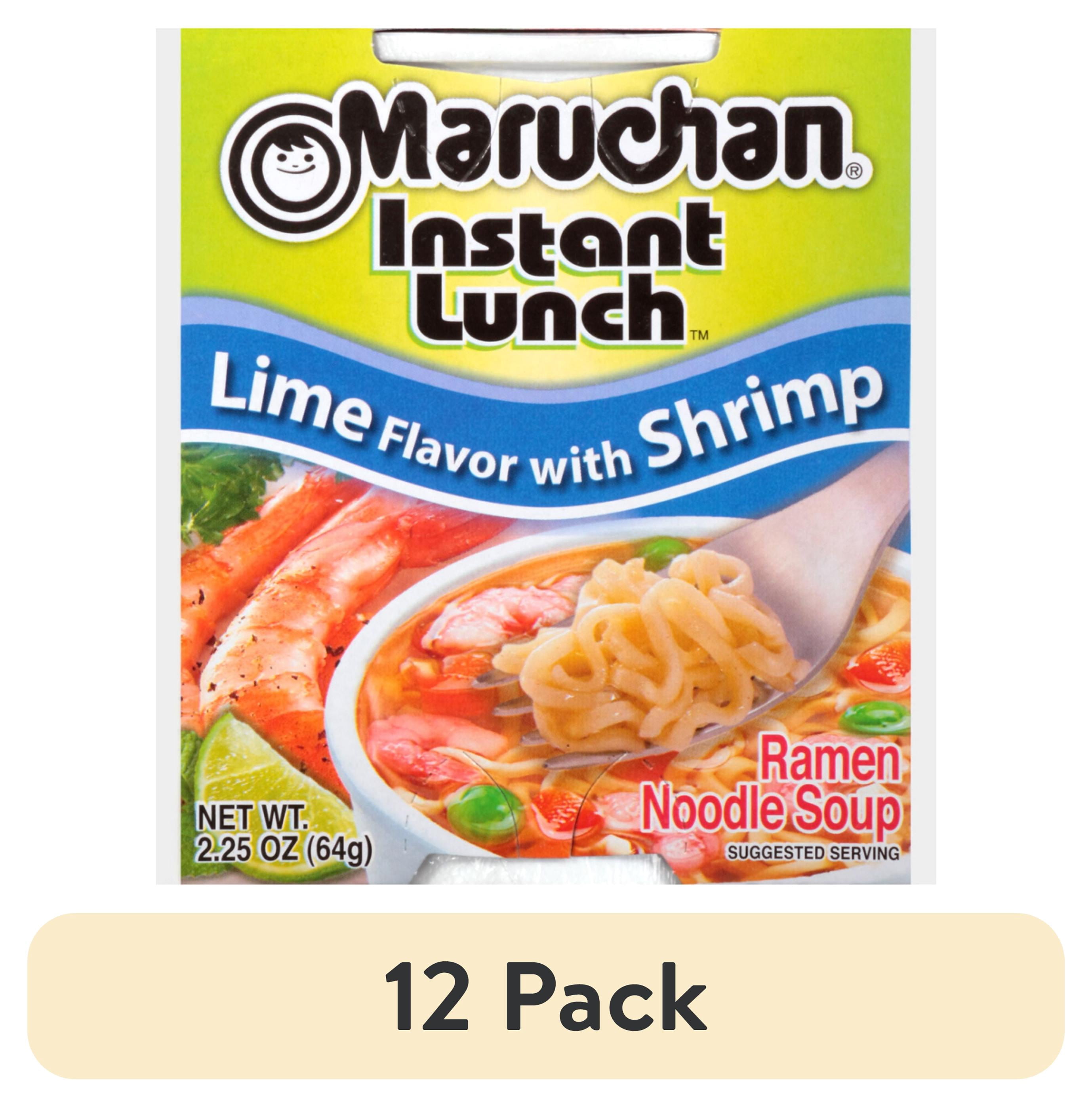 (12 pack) Maruchan Instant Lunch Ramen Noodles, Lime Flavor with Shrimp, 2.25 oz Cup