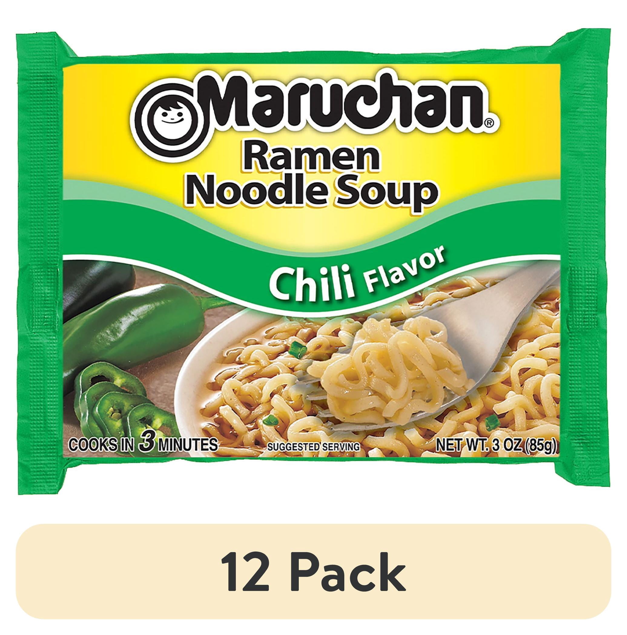 (12 pack) Maruchan Ramen Noodle Soup, Chili Flavor Instant Noodles, 3 oz