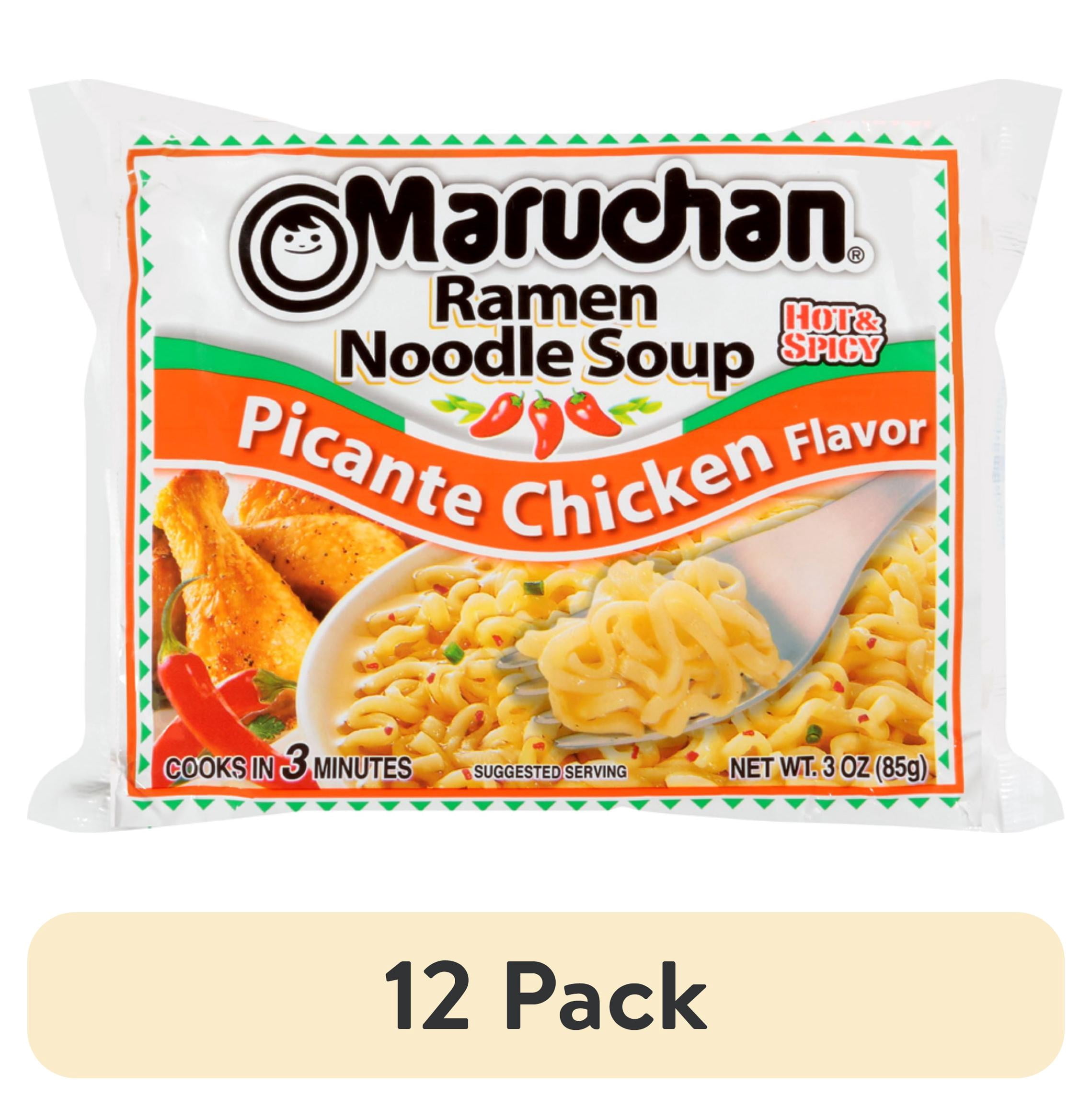 (12 pack) Maruchan Ramen Noodle Soup, Picante Chicken Flavor Instant Noodles, 3 oz