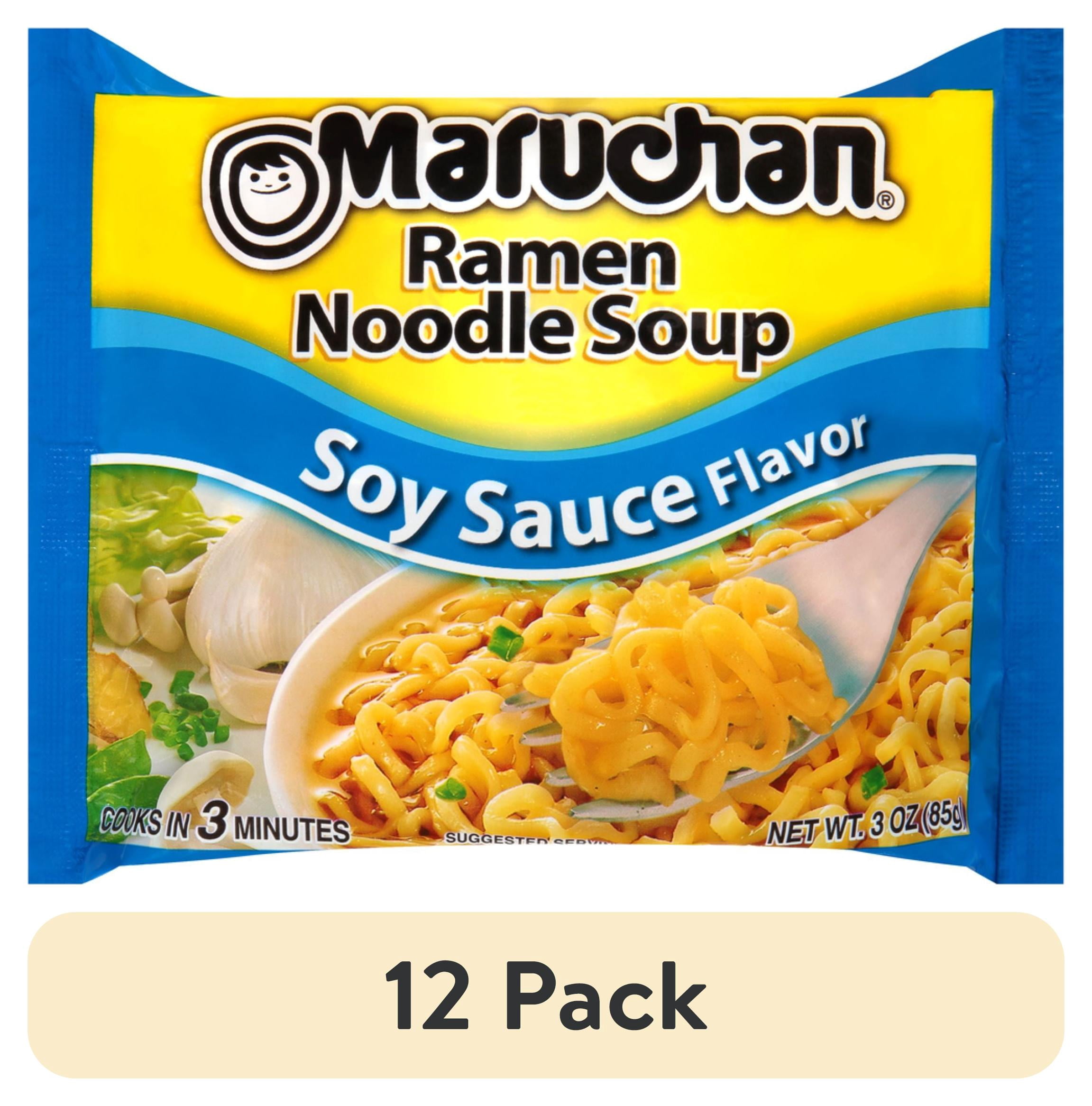 (12 pack) Maruchan Ramen Noodle Soup, Soy Sauce Flavor Instant Noodles, 3 oz