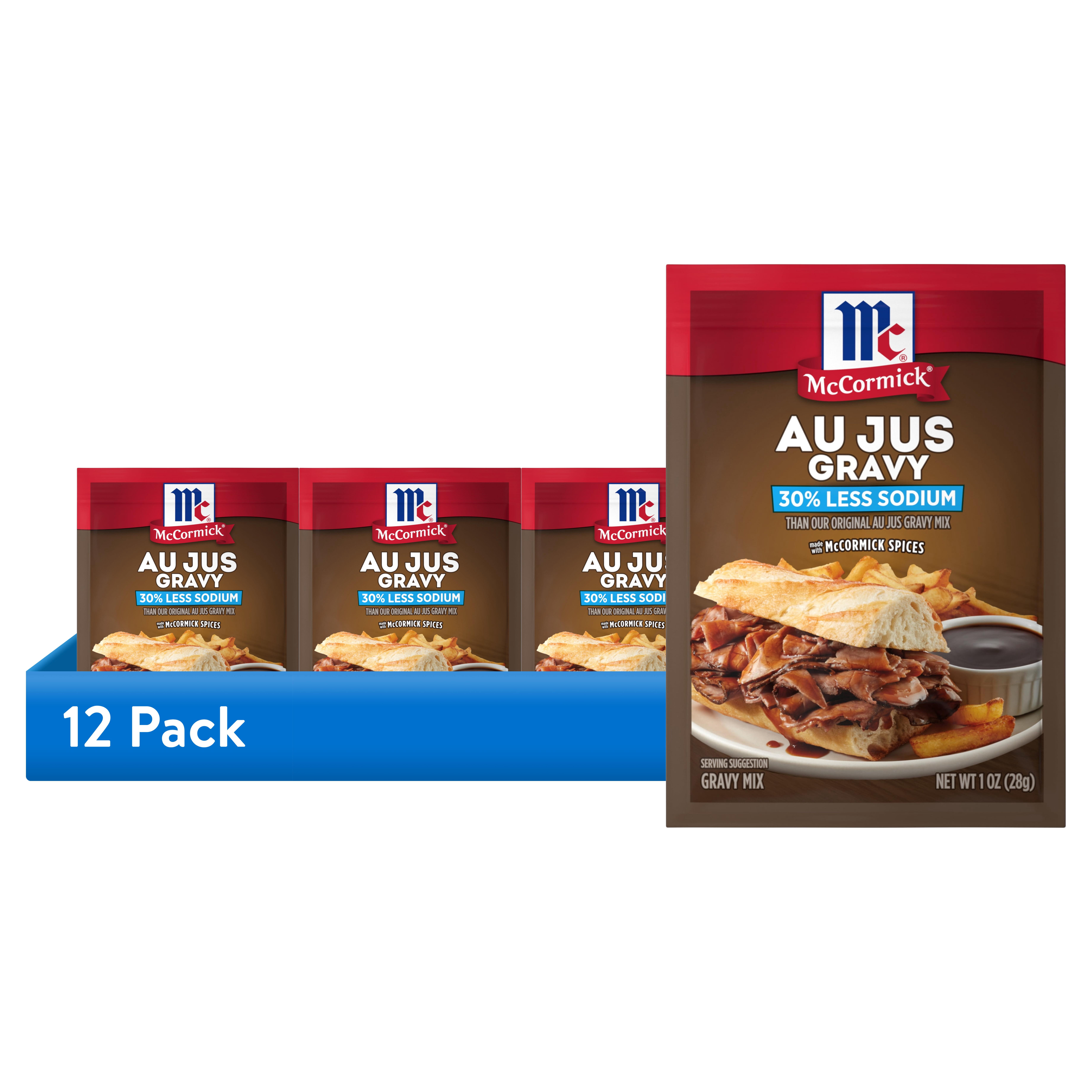 (12 pack) McCormick Au Jus Gravy, 30% Less Sodium Gravy Mix, 1.0 oz Packet
