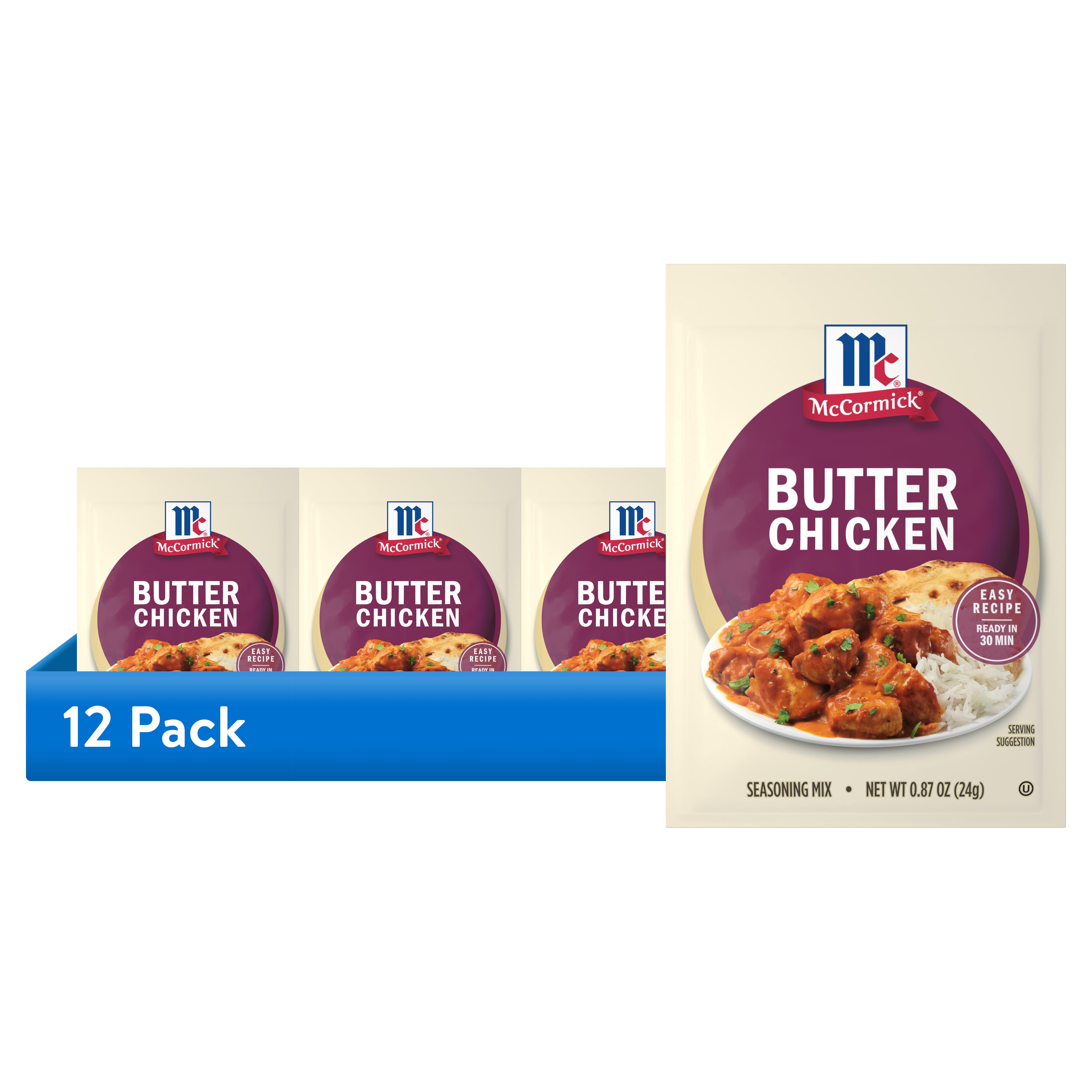 (12 pack) McCormick Butter Chicken Seasoning Mix, 0.87 oz Packet
