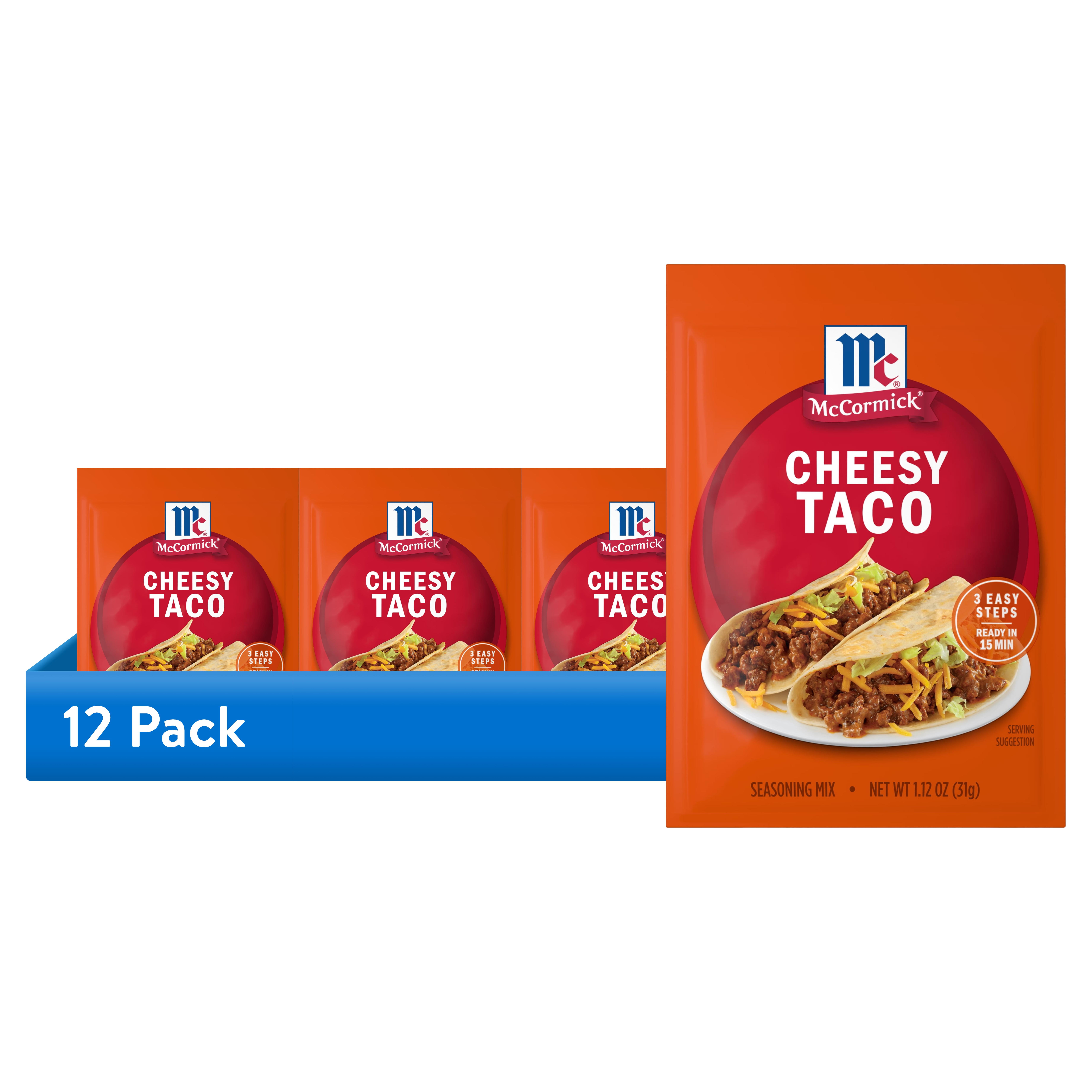 (12 pack) McCormick Cheesy Taco Seasoning Mix, 1.12 oz Packet