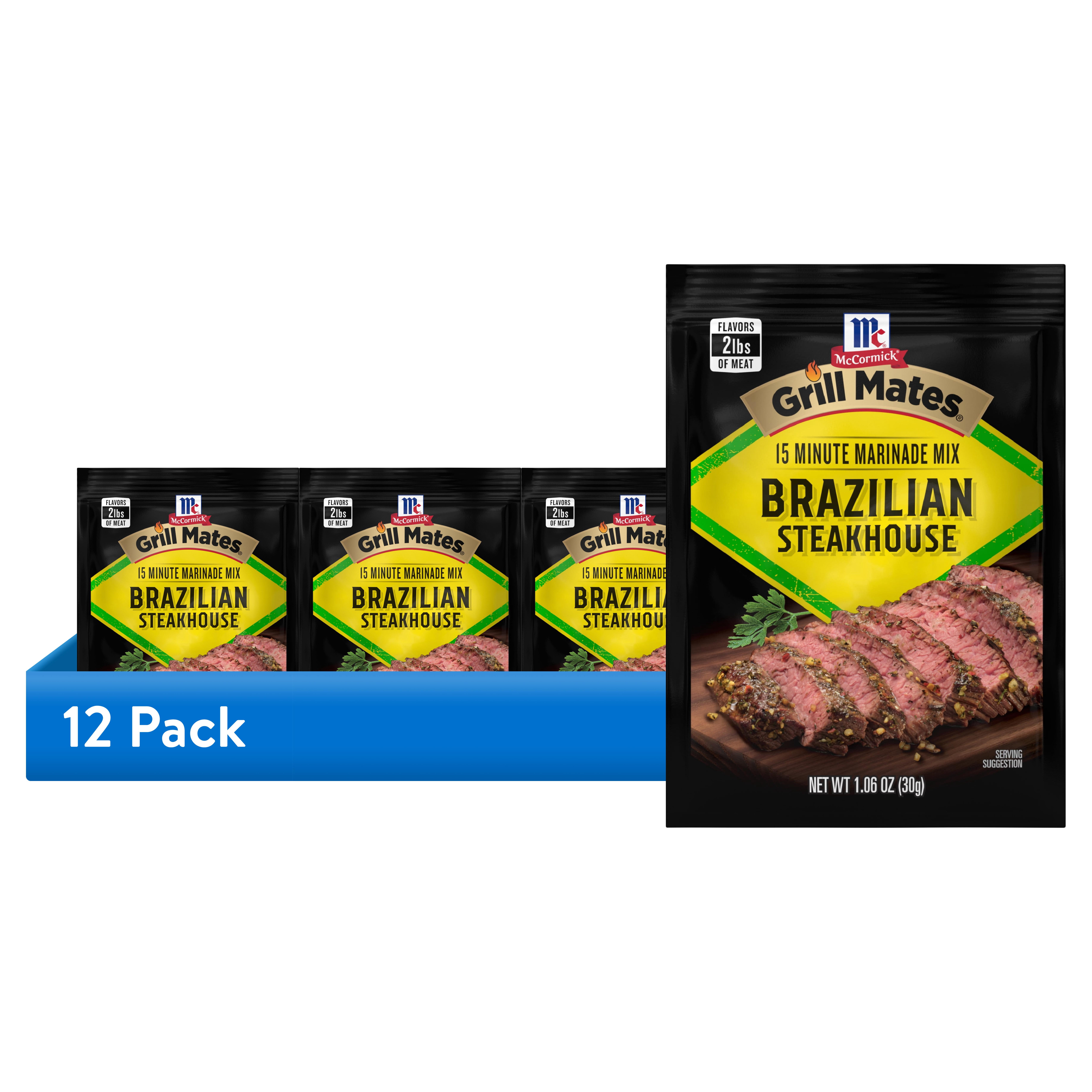 (12 pack) McCormick GRILL MATES Gluten Free Brazilian Steakhouse Marinade, 1.06 oz Packet