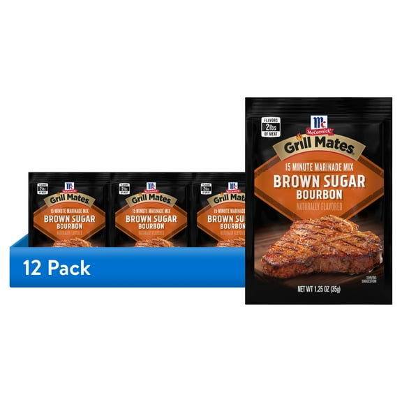 (12 pack) McCormick GRILL MATES Brown Sugar Bourbon Marinade, 1.25 oz Packet