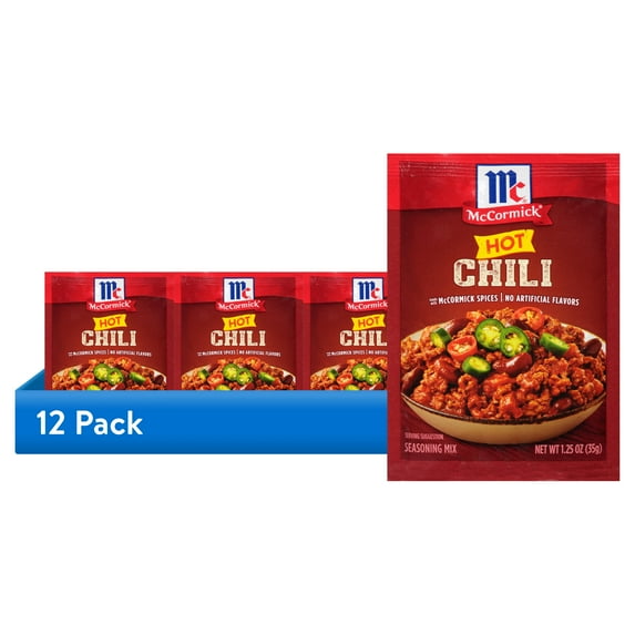 (12 pack) McCormick Hot Chili Seasoning Mix, 1.25 oz Packet