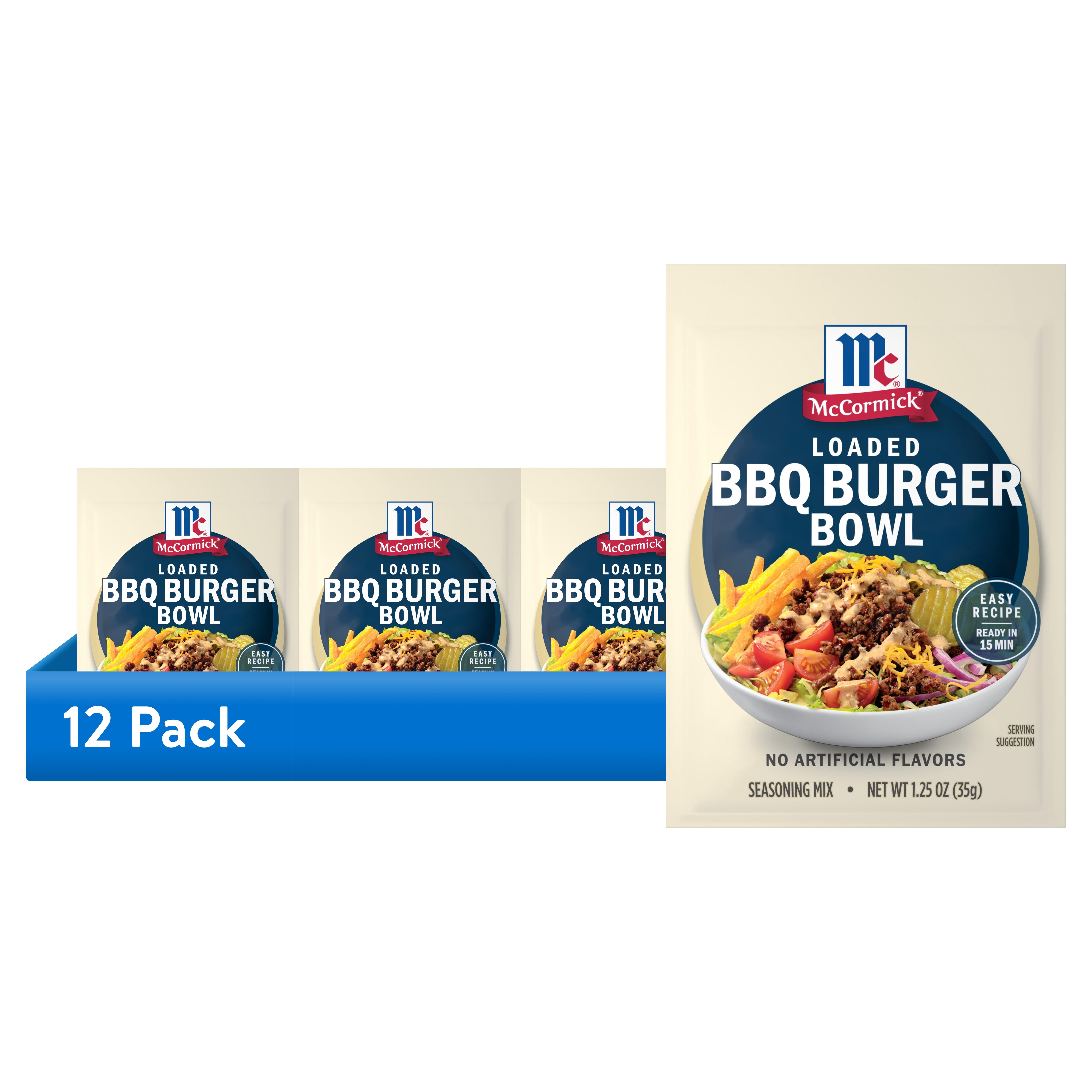(12 pack) McCormick Loaded BBQ Burger Bowl Seasoning Mix, 1.25 oz Packet