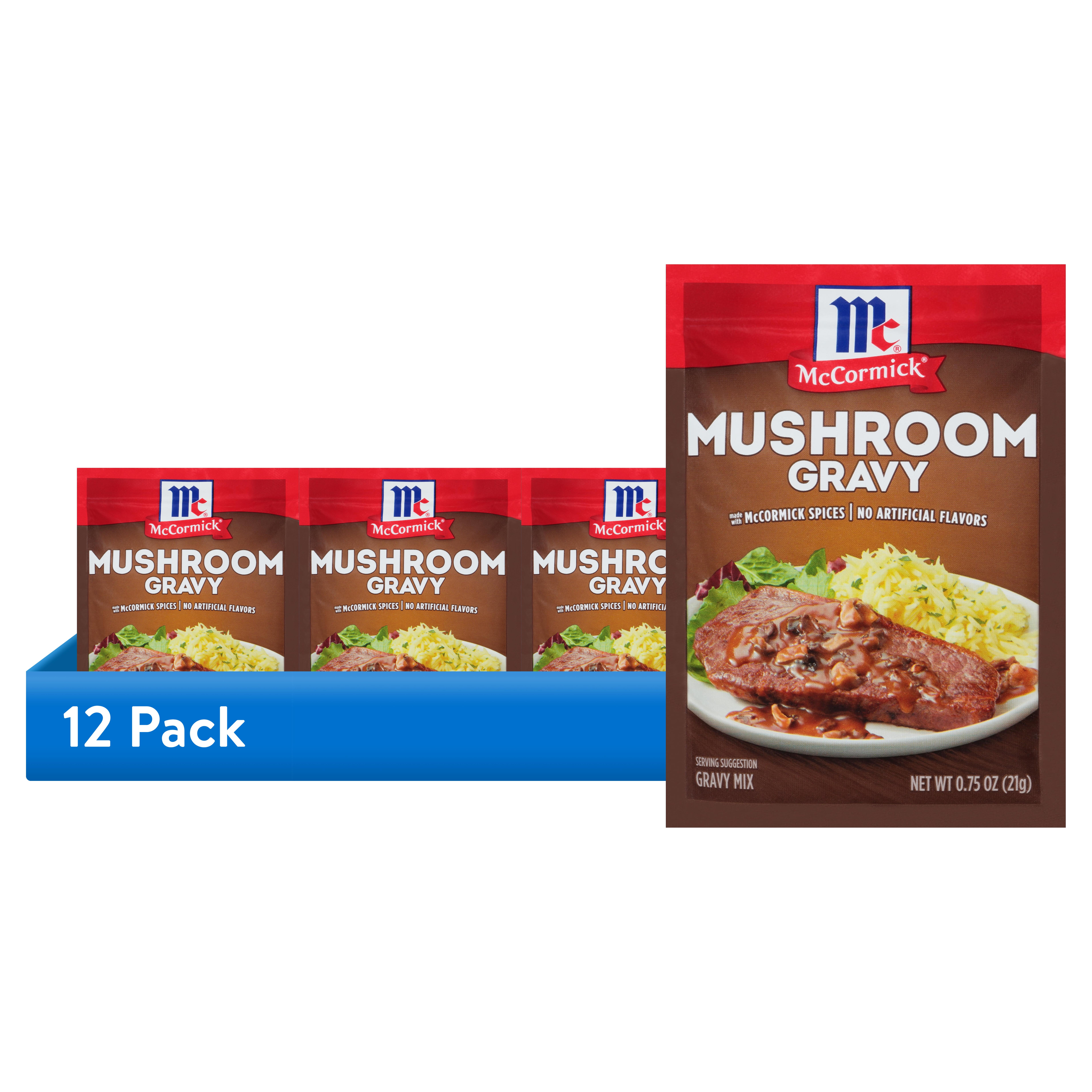 (12 pack) McCormick Mushroom Gravy Mix, 0.75 oz Packet