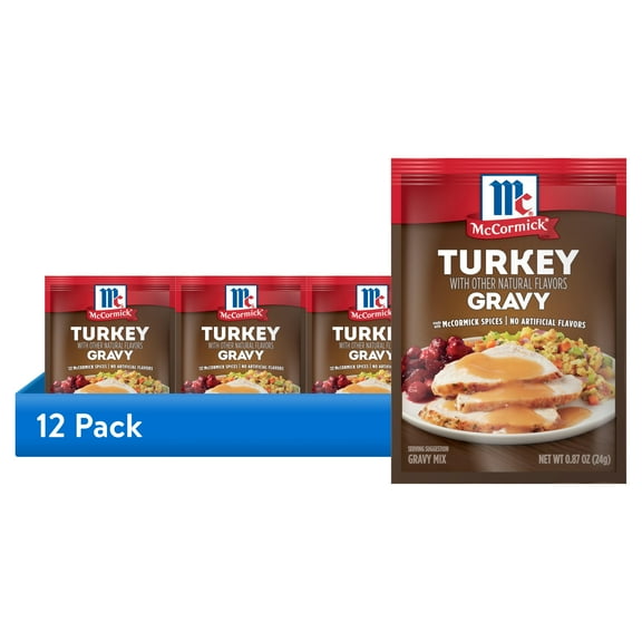 (12 pack) McCormick No Artificial Flavors Turkey Gravy Seasoning Mix, 0.87 oz Packet
