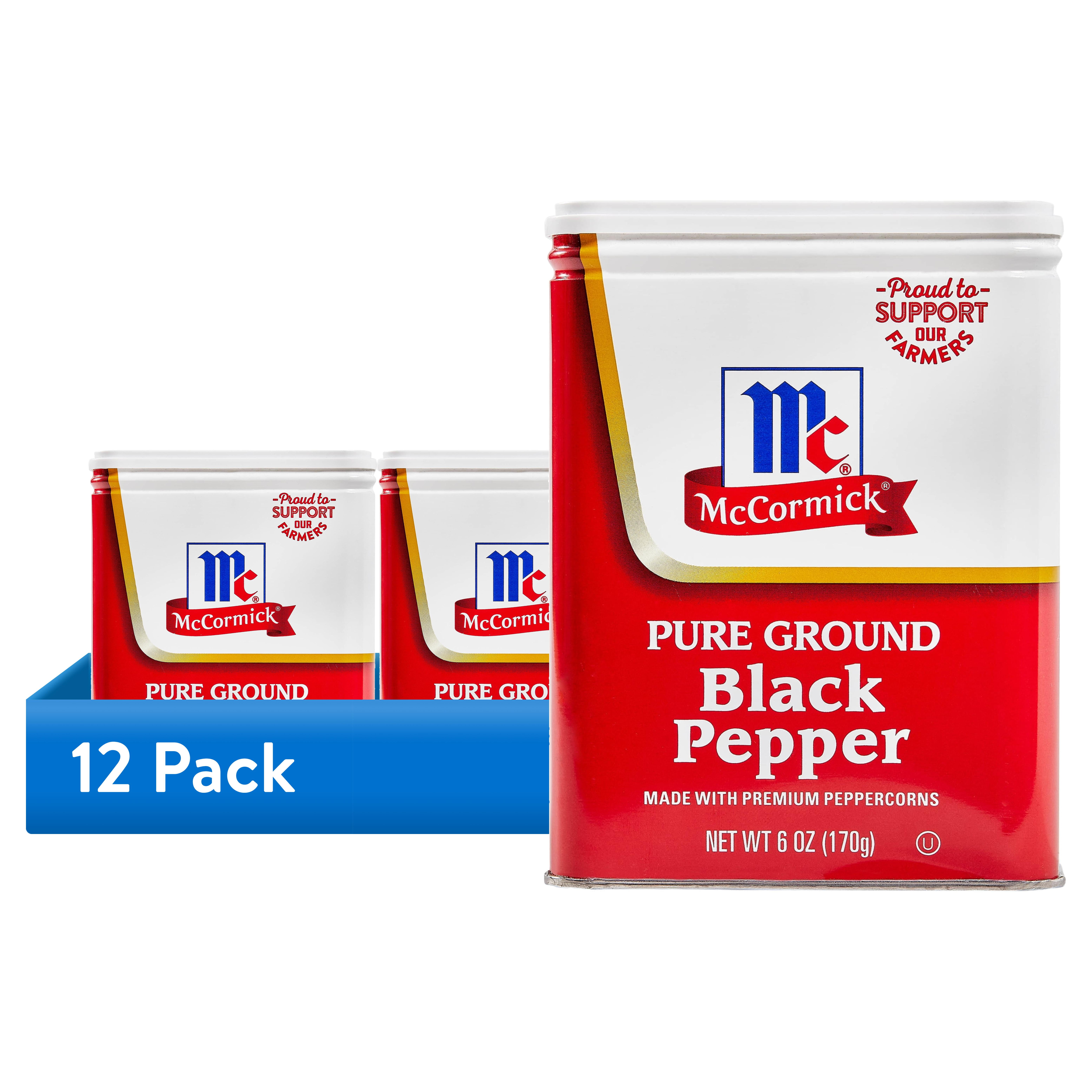 (12 pack) McCormick Pure Ground Black Pepper, 6.0 oz Can