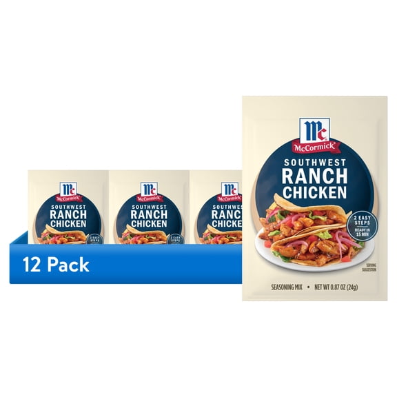 (12 pack) McCormick Street Taco Southwest Ranch Chicken Seasoning Mix, 0.87 oz Packet