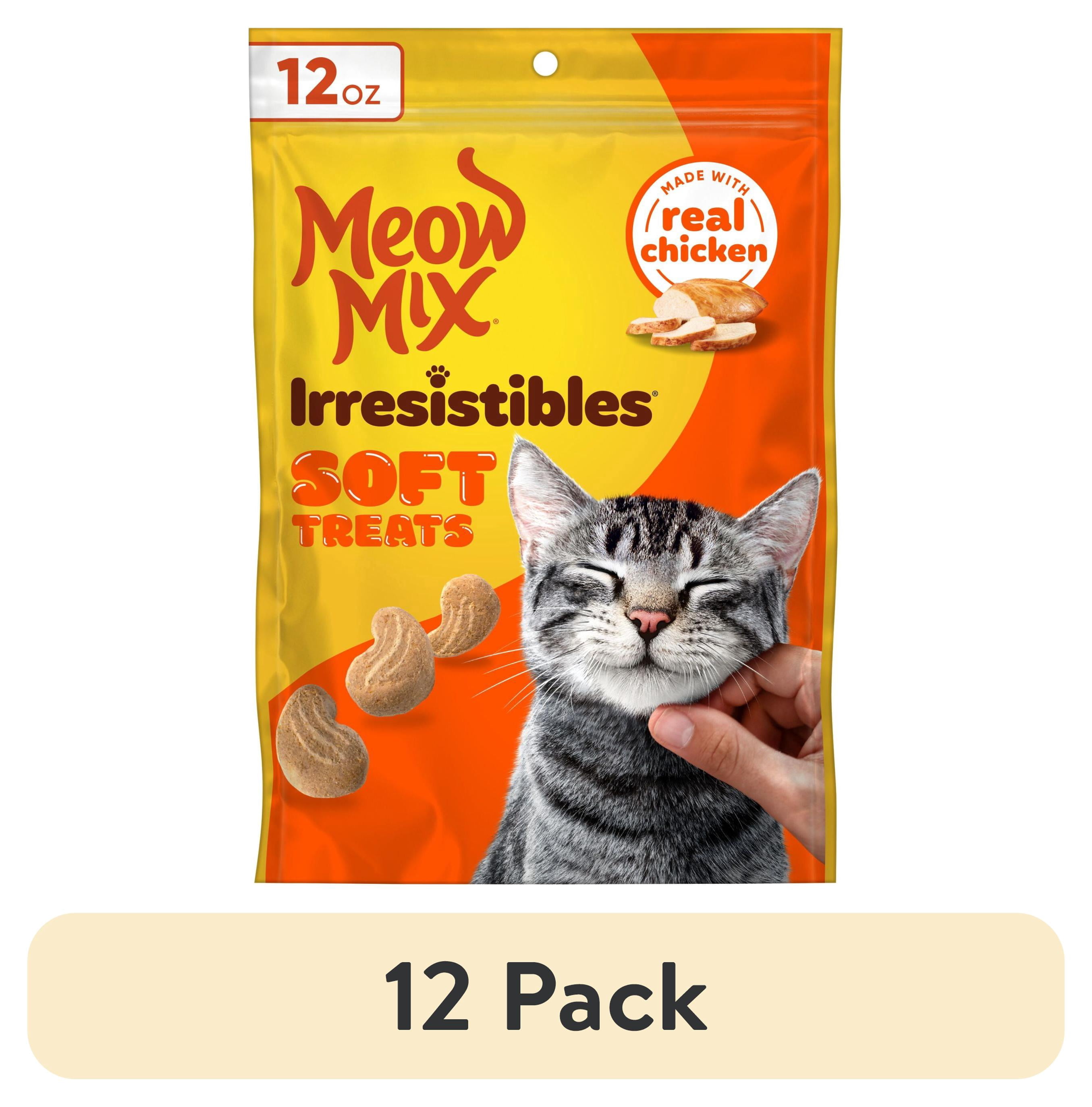(12 pack) Meow Mix Irresistibles Soft Cat Treats Made With Real Chicken, 12 oz Pouch