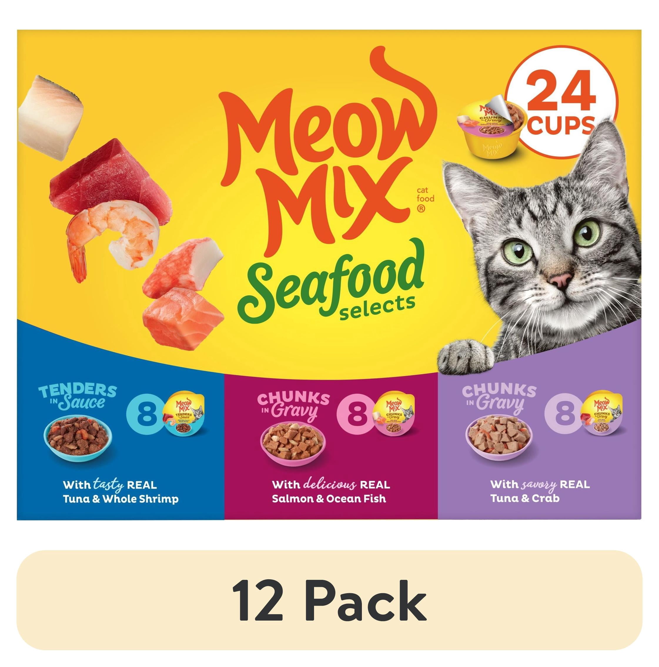 (12 pack) Meow Mix Seafood Selections Variety Pack, Wet Cat Food, 2.75 oz Cup (24 Pack)