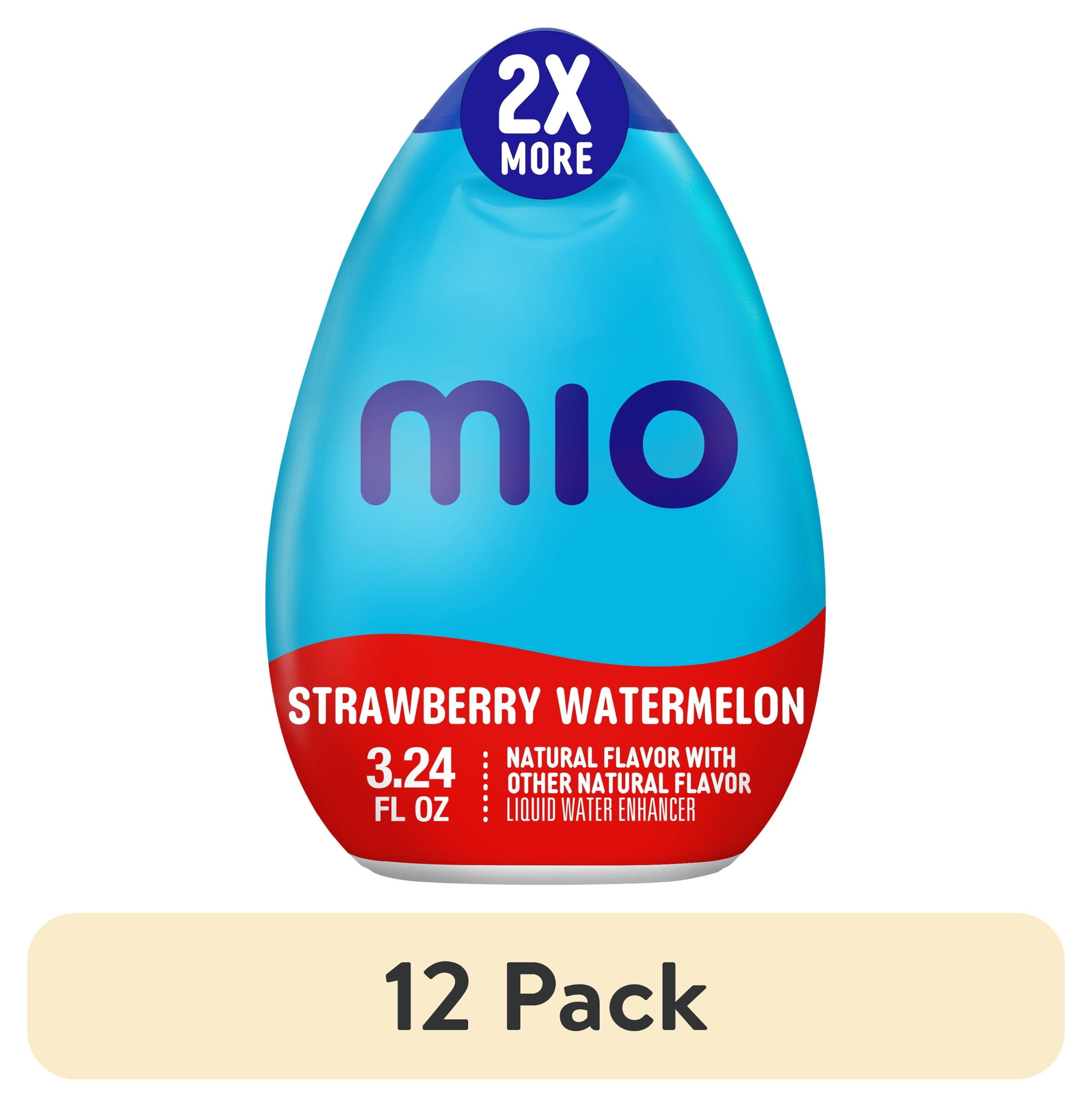 (12 pack) MiO Strawberry Watermelon Sugar Free Water Enhancer with 2X More, 3.24 fl oz Big Bottle, Liquids