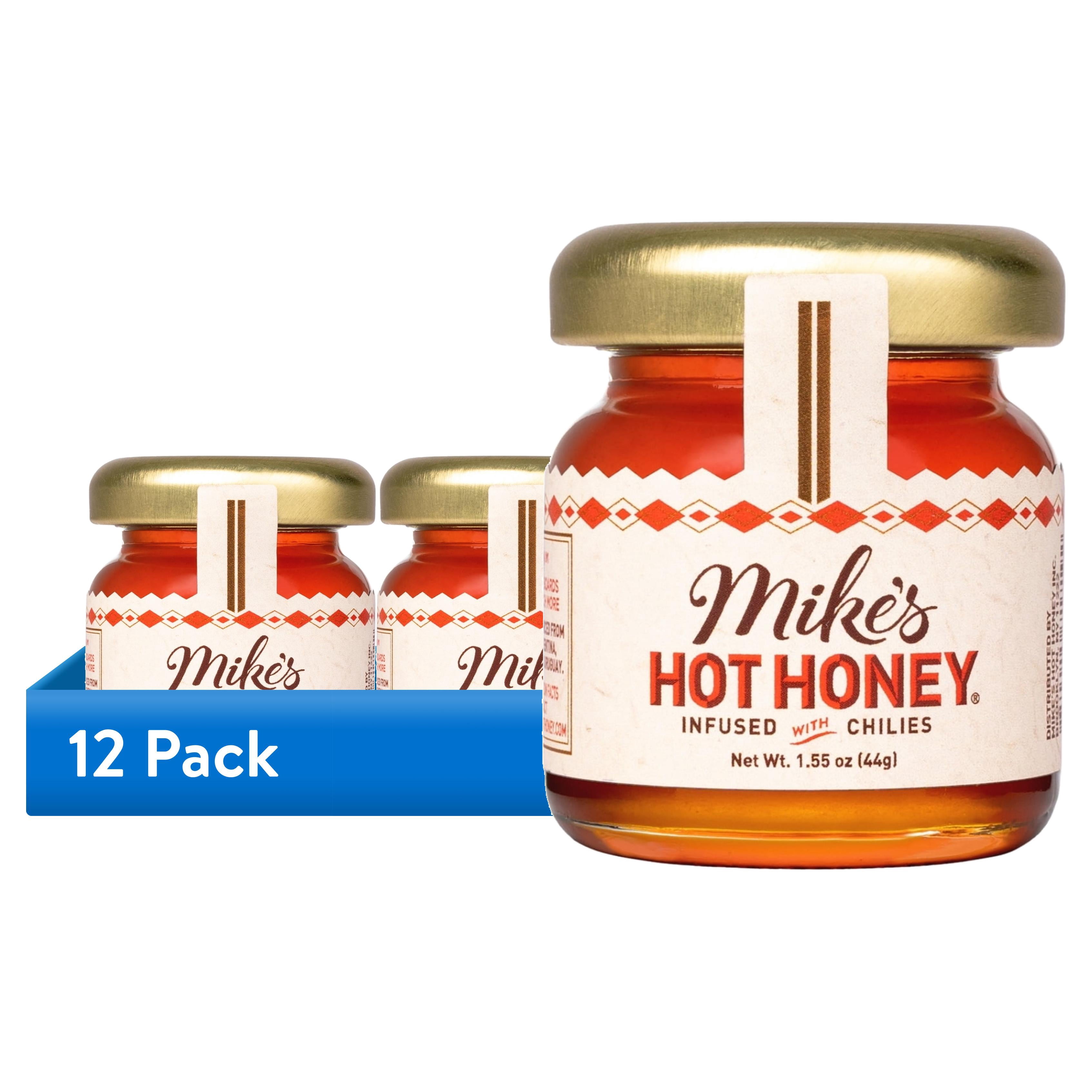 (12 pack) Mike's Hot Honey Infused with Chilies, Glass Mini Jar, 1.55 oz, Gluten Free