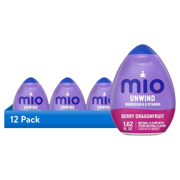 (12 pack) Mio Unwind Berry Dragonfruit Liquid Water Enhancer with Magnesium & B Vitamins, 1.62 fl oz Bottle