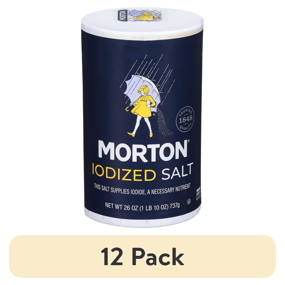 (12 pack) Morton Iodized Salt, Table Salt, 26 Oz