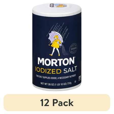 (12 pack) Morton Iodized Salt, 26 oz