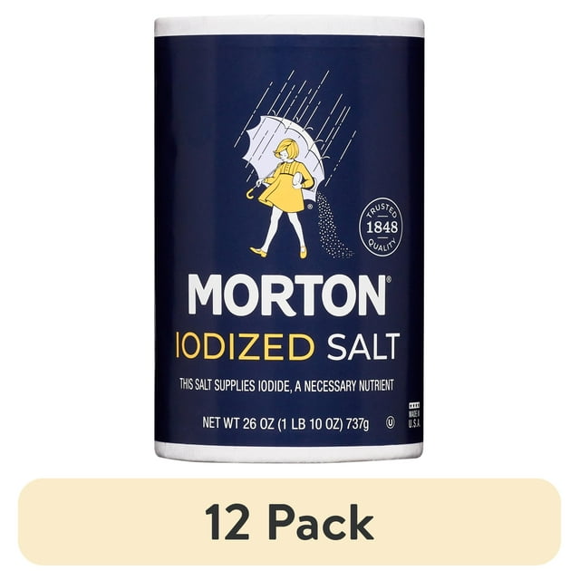 (12 pack) Morton® Salt, Iodized, 26 oz Round Can