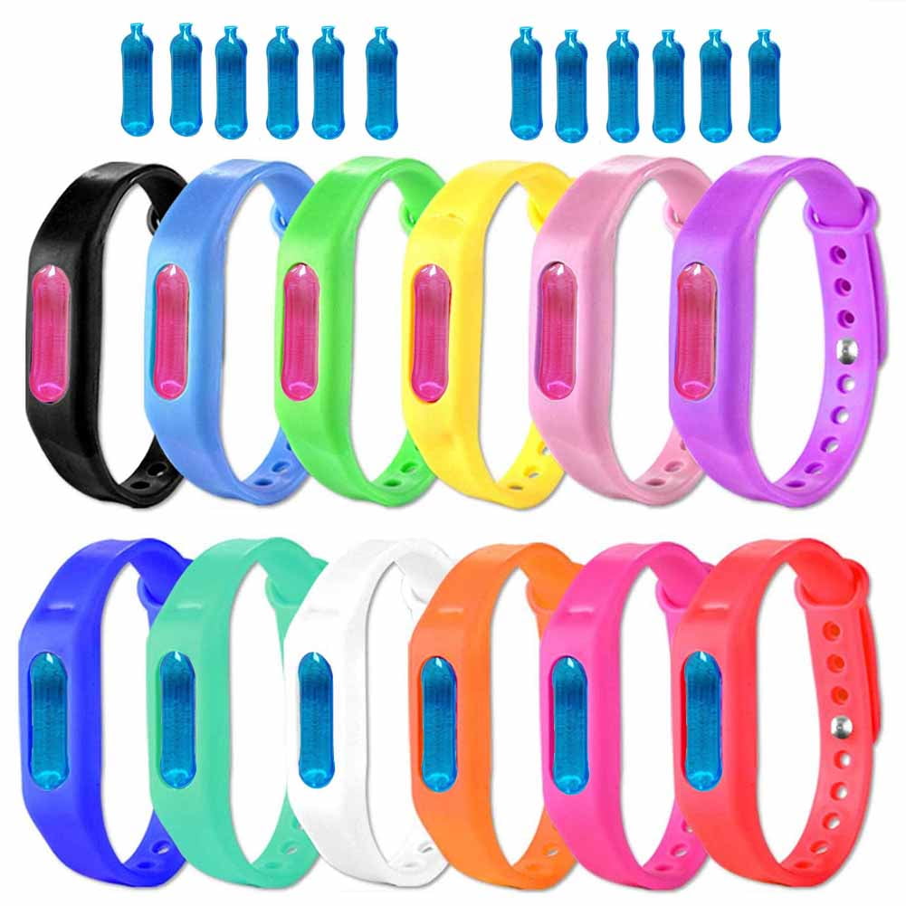12 pack Mosquito Repellent Bracelet, Natural Mosquito Repellent Band Safe, Waterproof For Indoor & Outdoor Protection UP to 720Hrs(With 12 Refills capsule)