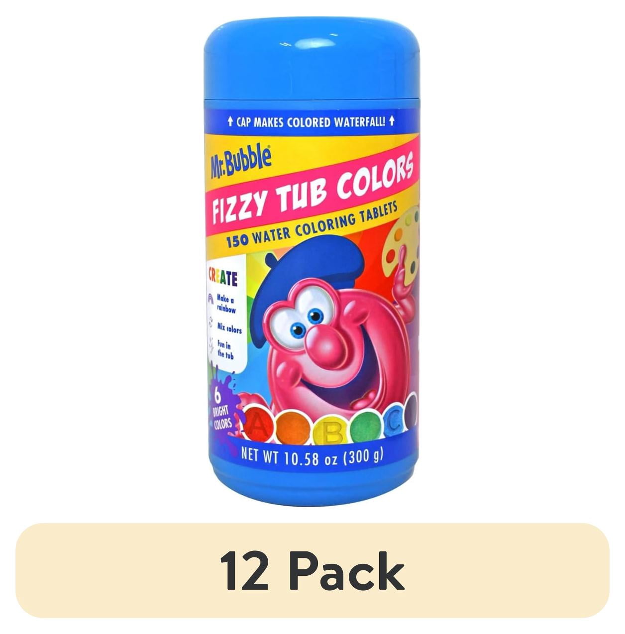 (12 pack) Mr. Bubble Fizzy Tub Colors, Fragrance Free, Waterfall Cap, 150 Count