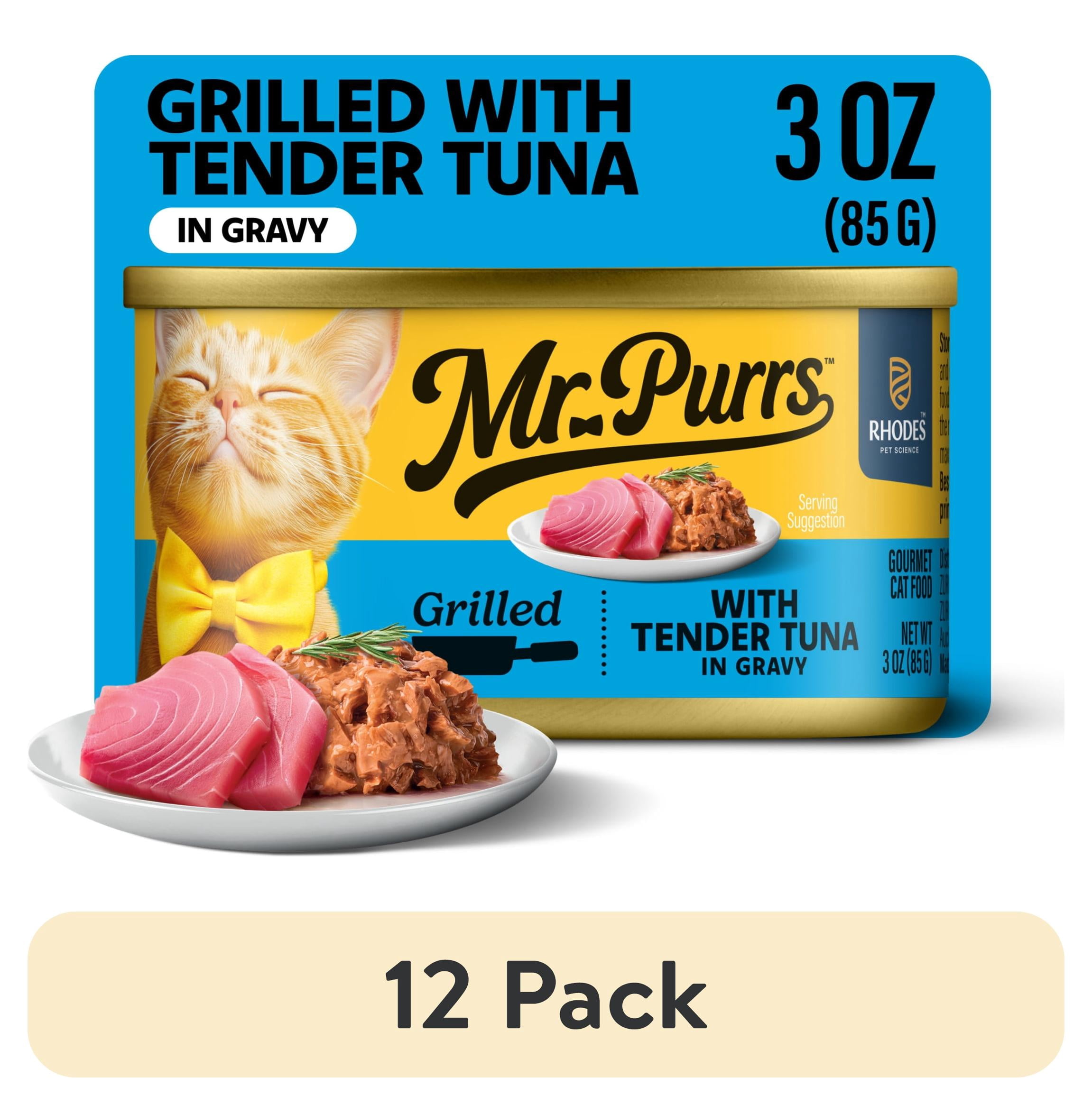 (12 pack) Mr Purrs Grilled Tender Tuna in Gravy Wet Cat Food, 3 oz Can