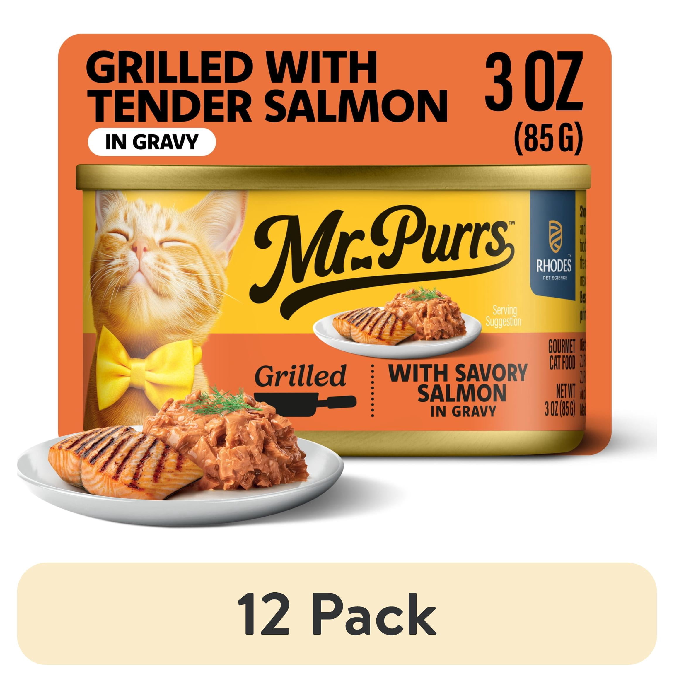 (12 pack) Mr Purrs Savory Salmon Grilled in Gravy Wet Cat Food, 3 oz Can