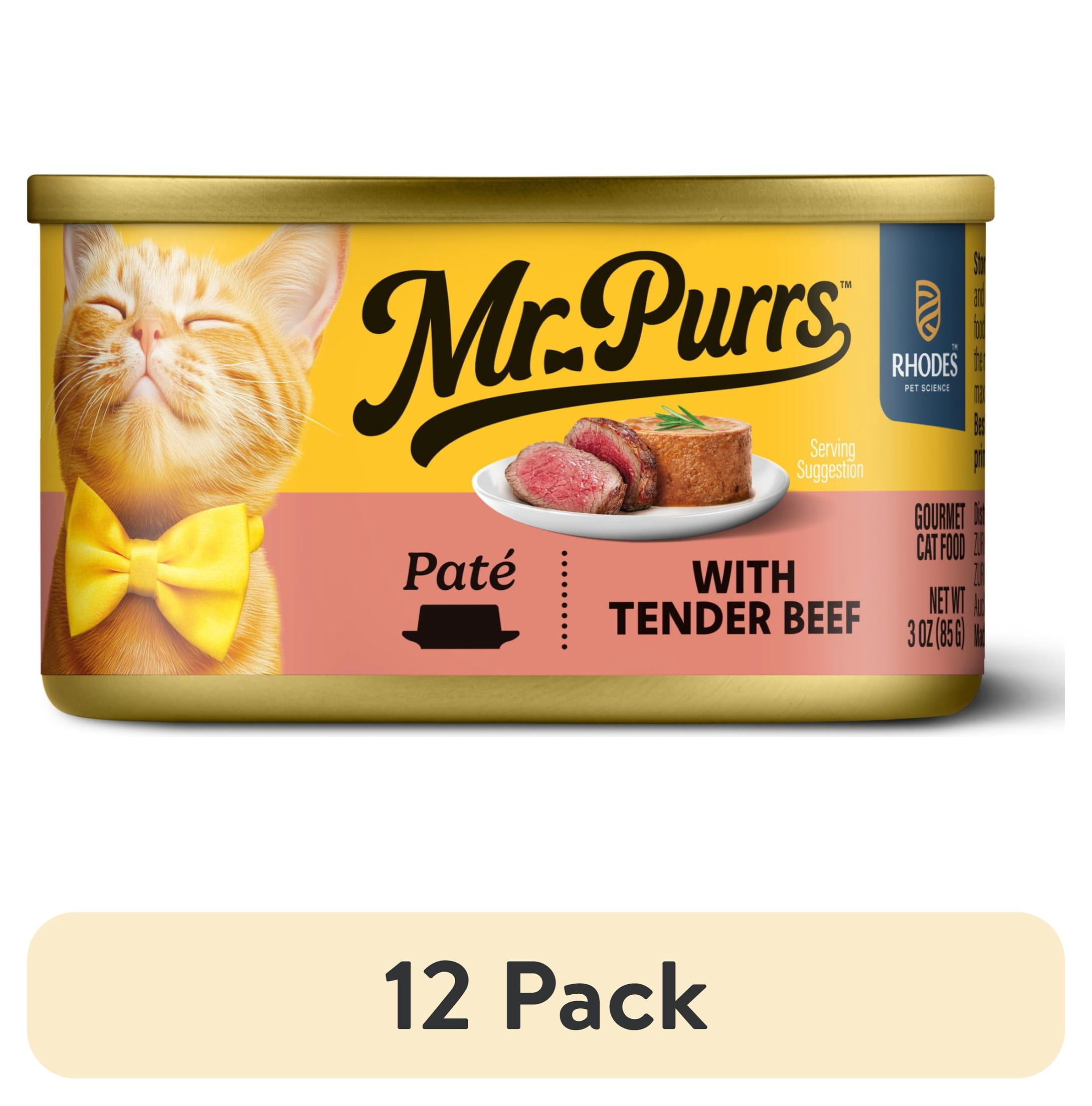(12 pack) Mr Purrs Tender Beef Pate Wet Cat Food, 3 oz Can
