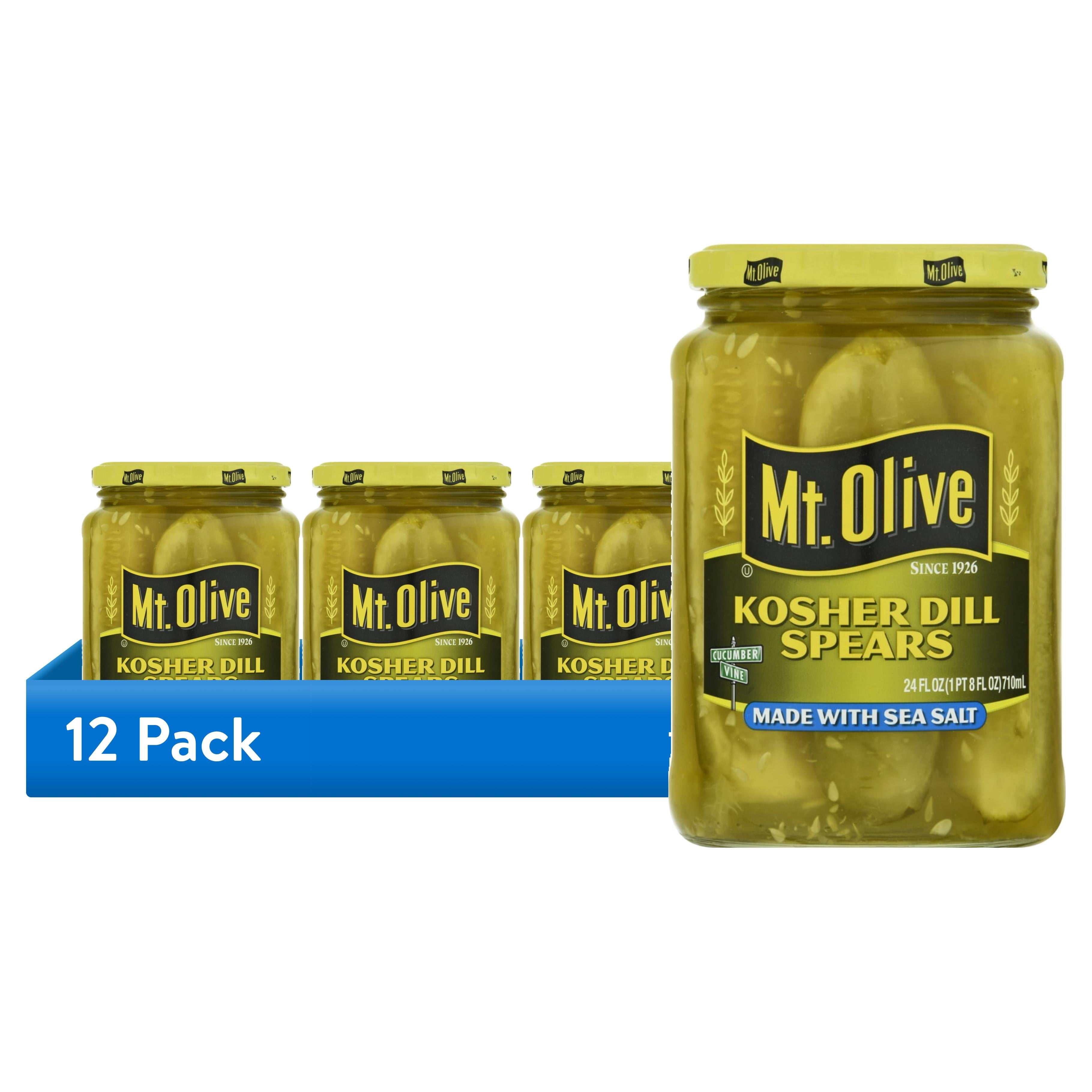 (12 pack) Mt. Olive Kosher Dill Spear Pickles with Sea Salt - 24 fl oz jar