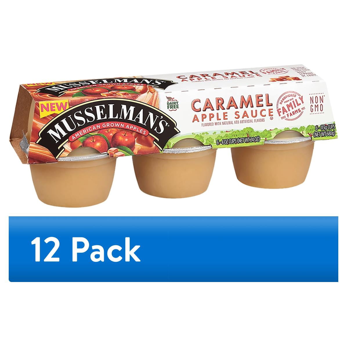 (12 pack) Musselman's Caramel Applesauce Cups, 4oz, 6 Ct