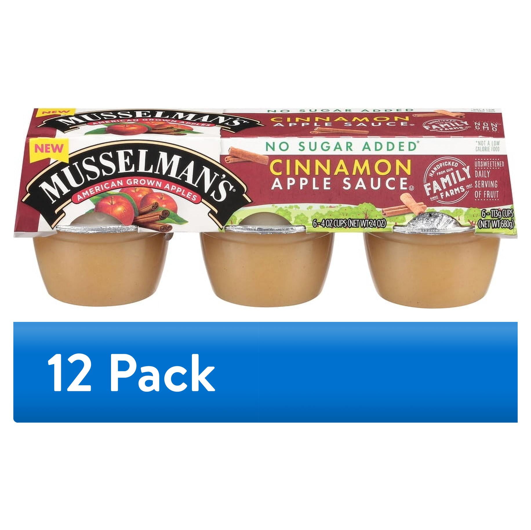 (12 pack) Musselman's No Sugar Added Cinnamon Applesauce 4oz, 6 count