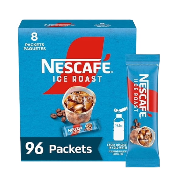 (12 pack) NESCAF Ice Roast, Instant Iced Coffee, 8 Packets