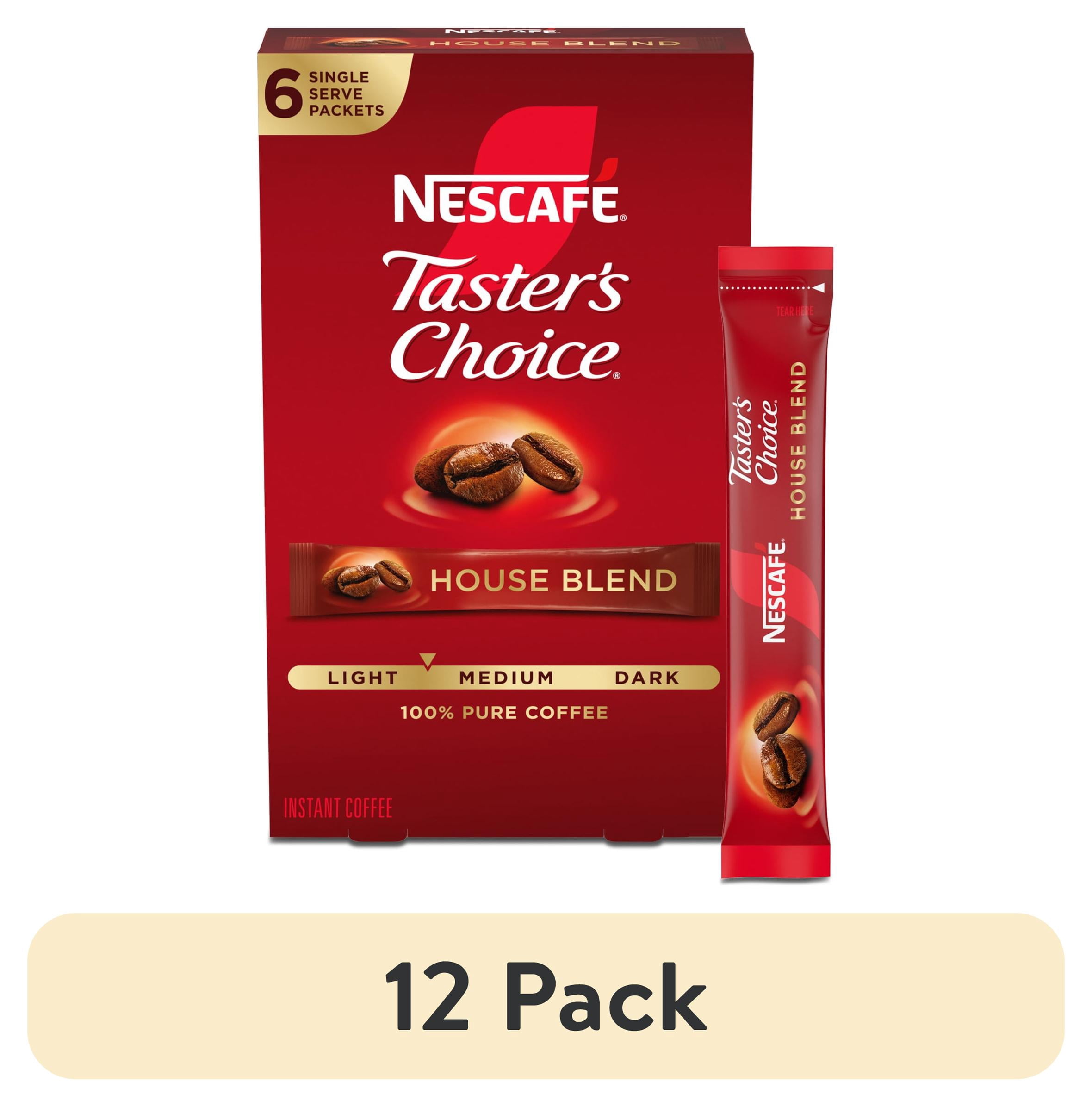 (12 pack) NESCAFÉ Taster's Choice House Blend, Light Medium Roast Instant Coffee, 1 Box, 6 Packets