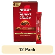 (12 pack) NESCAFÉ Taster's Choice House Blend, Light Medium Roast Instant Coffee, 1 Box, 6 Packets