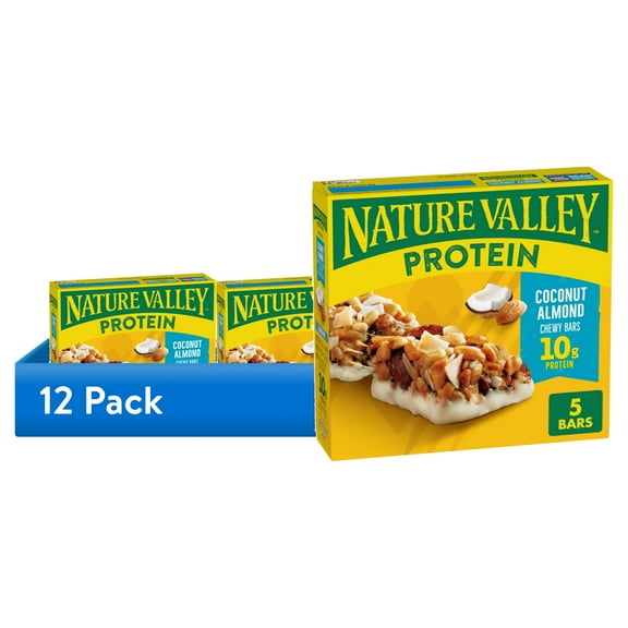 (12 pack) Nature Valley Protein Chewy Snack Bars, Coconut Almond, 5 Bars, 7.1 oz