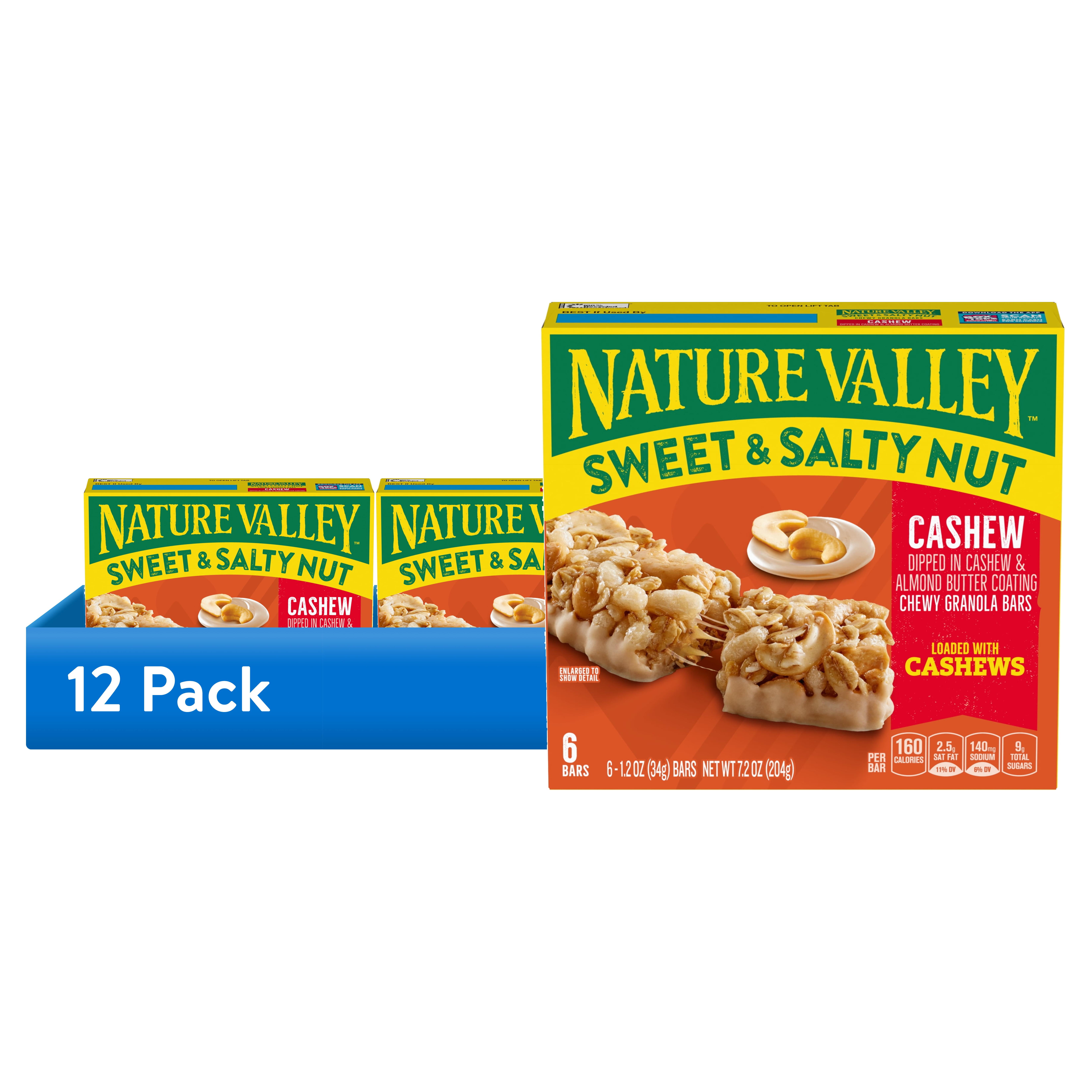 (12 pack) Nature Valley Sweet and Salty Nut Granola Bars, Cashew, 6 Bars, 7.2 oz