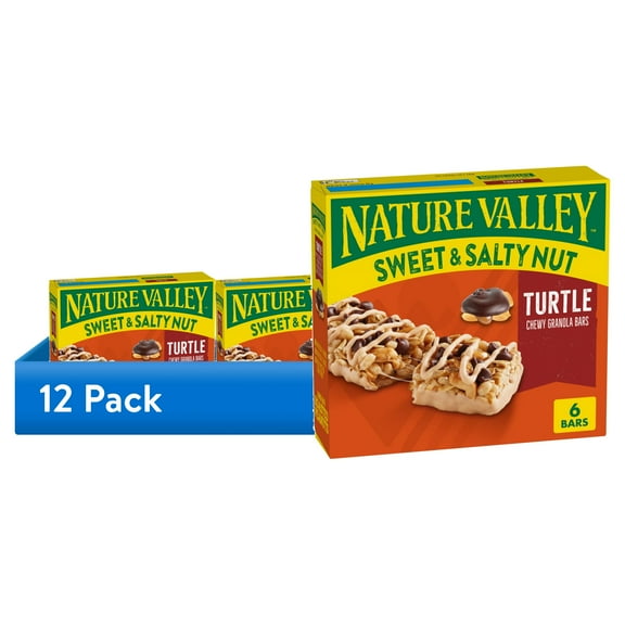 (12 pack) Nature Valley Sweet and Salty Nut Granola Bars, Turtle, 6 Bars, 7.2 oz